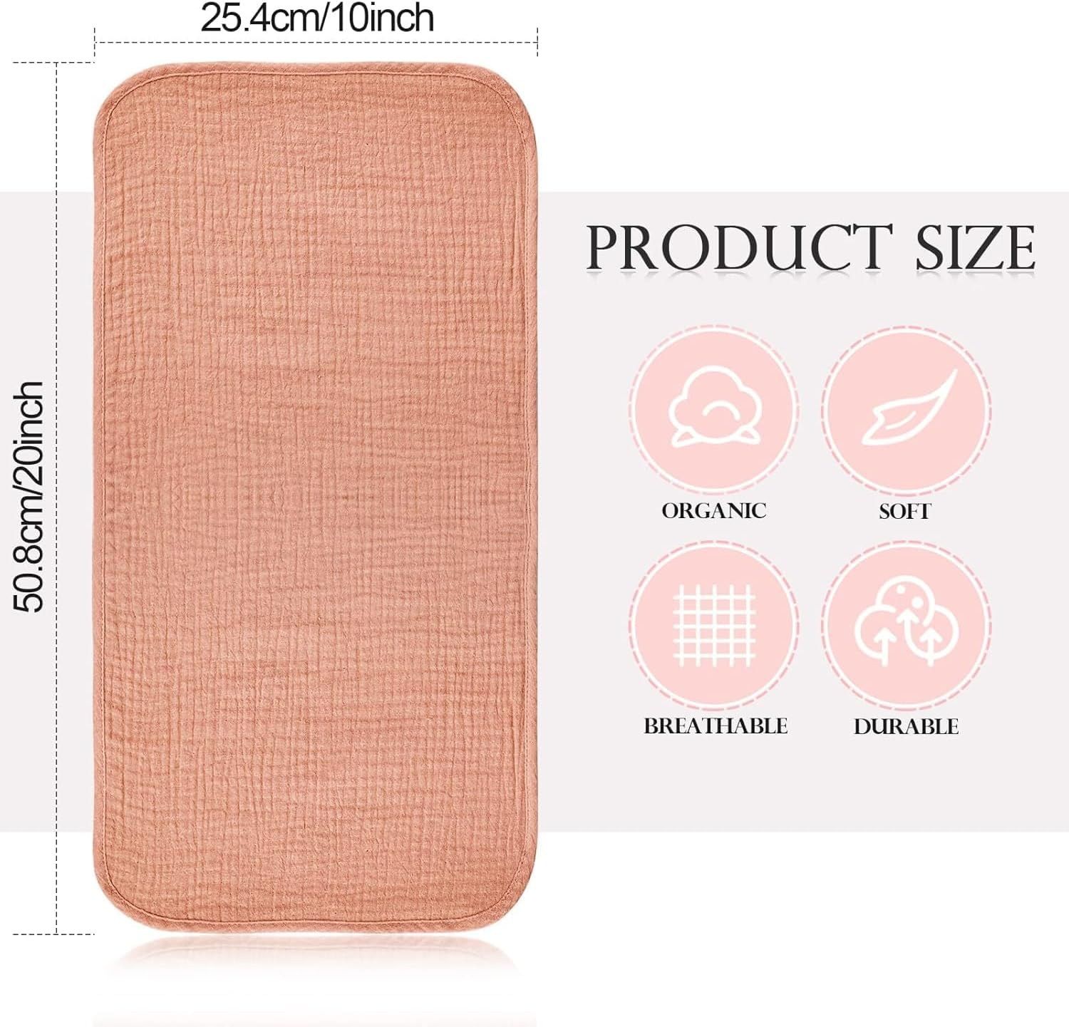 5 Count Muslin Burp Cloths Cotton Burping Rags Large 20 X 10 Inch 6 Layers Spit up Rags Soft Absorbent Multicolor Wash Cloths Diapers(Mixed Colors Series) image number 3