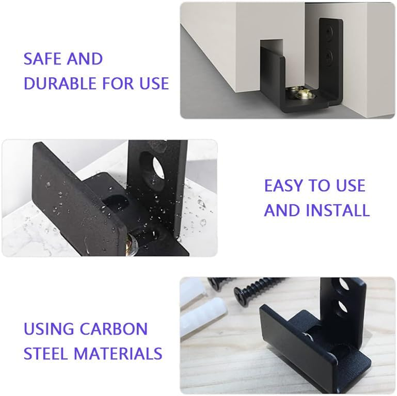 Sliding Barn Door Floor Guide - U Shape Adjustable Bottom Guide for Smooth Sliding, Flush/Flat Wall Mount Design, Compatible with Barn Doors & Cabinets image number 2