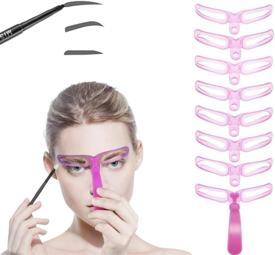 Eyebrow Stencil Kit, 8 Styles with Handle and Strap, Reusable Shaping Templates, Washable image number 5