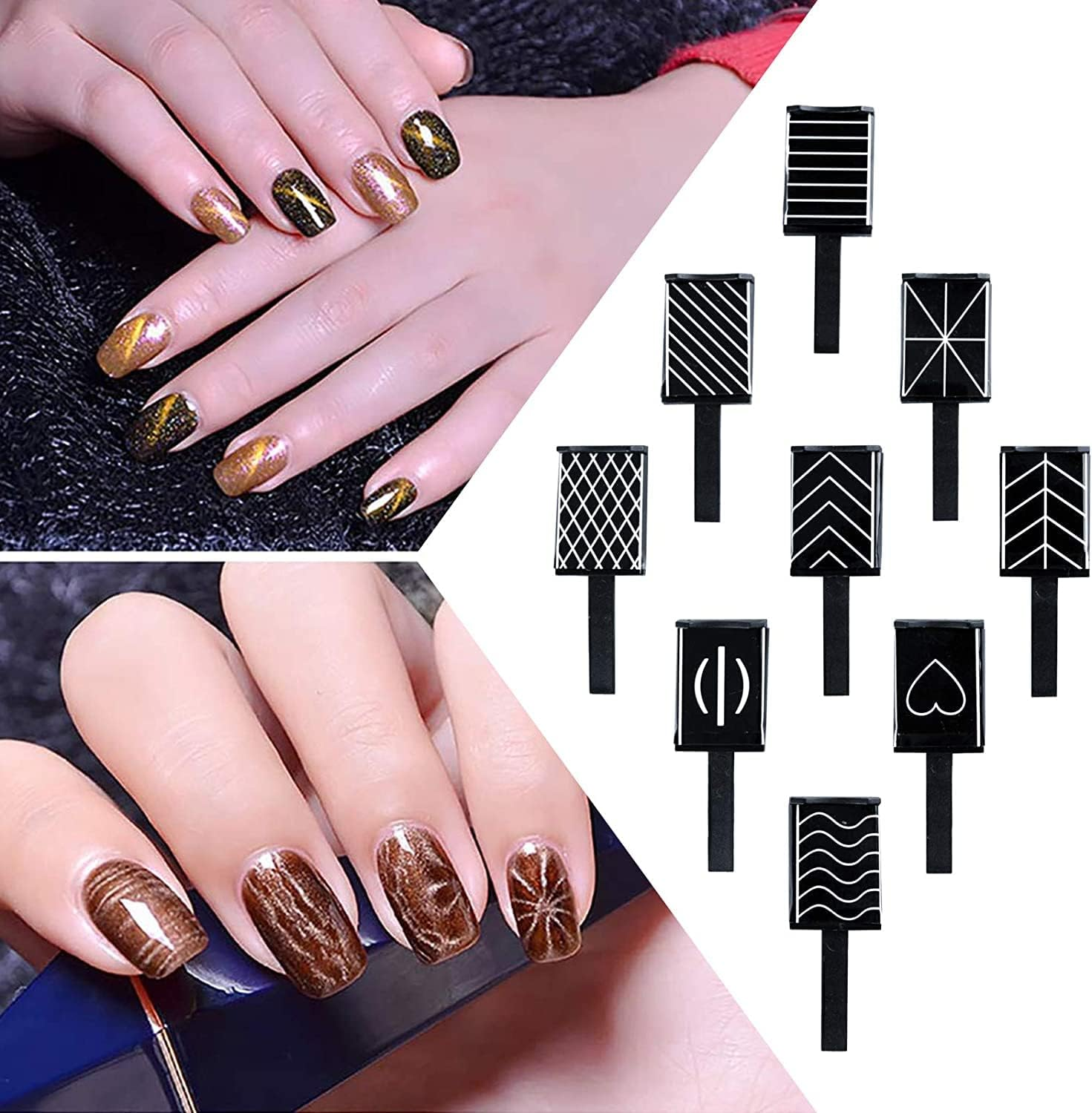 Ideal Swan 11 Piece Magnet Nail Art Polish Tool Set, Cat Eye Gel Polish 3D Gel Nails Cat Eye Plastic Tool-Suitable for DIY 3D Magnetic, Salon, Studio or Home image number 2