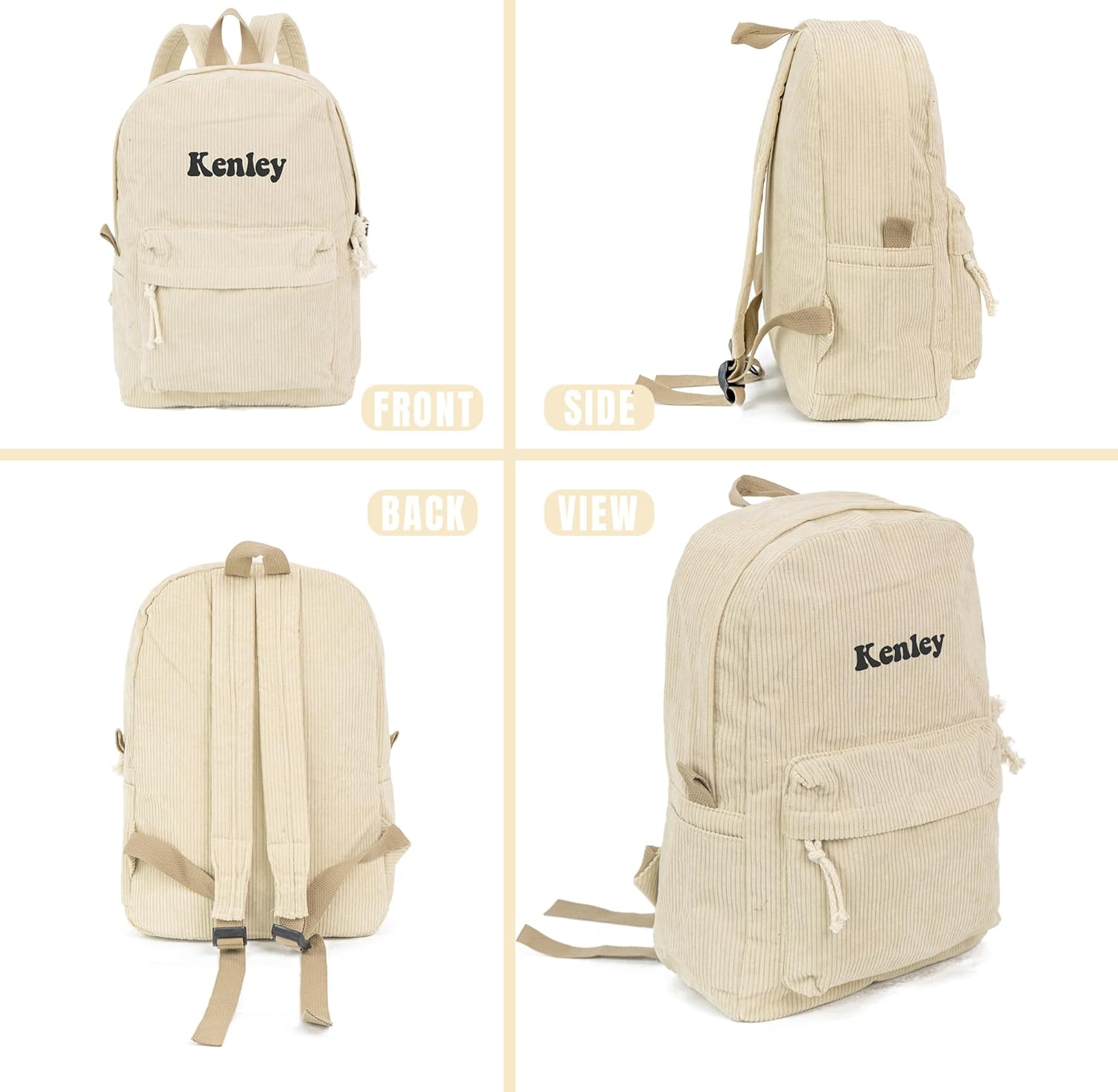 MT WORLD Personalized Corduroy Backpack Custom College Backpack with Name image number 5