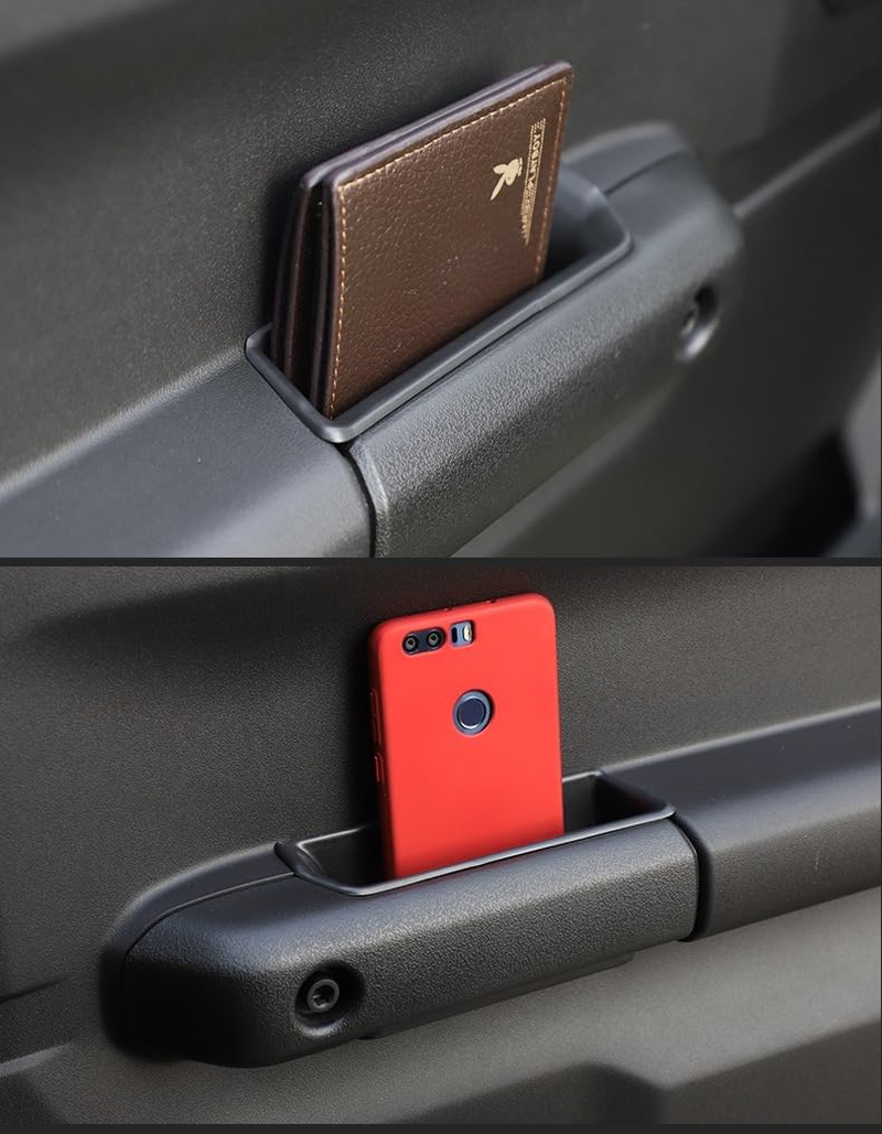 2-Pack Door Handle Storage Box for Suzuki Jimny JB64 JB74W 2019 2020 2021 2022 2023 2024 Accessories Armrest Phone Container Door Organizer Handle Pocket ABS Tray (Black, 2Pcs) image number 4