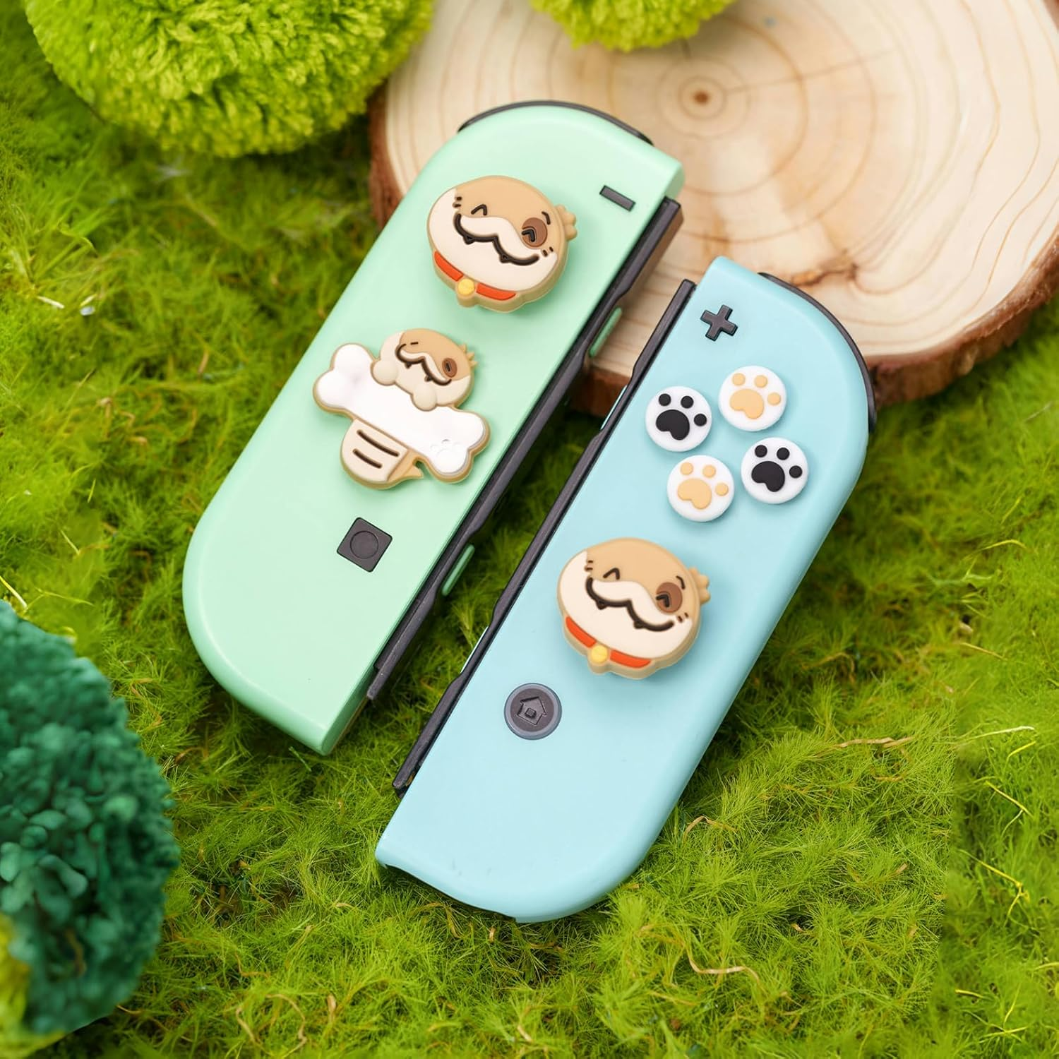 BUBBLELOGUS Soft Silicone ABXY Key Buttons Sticker Joystick Cover, Cute Cross D-Pad Button Caps Thumb Grips Set for Nintendo Switch/Oled Controller - Snake Spot