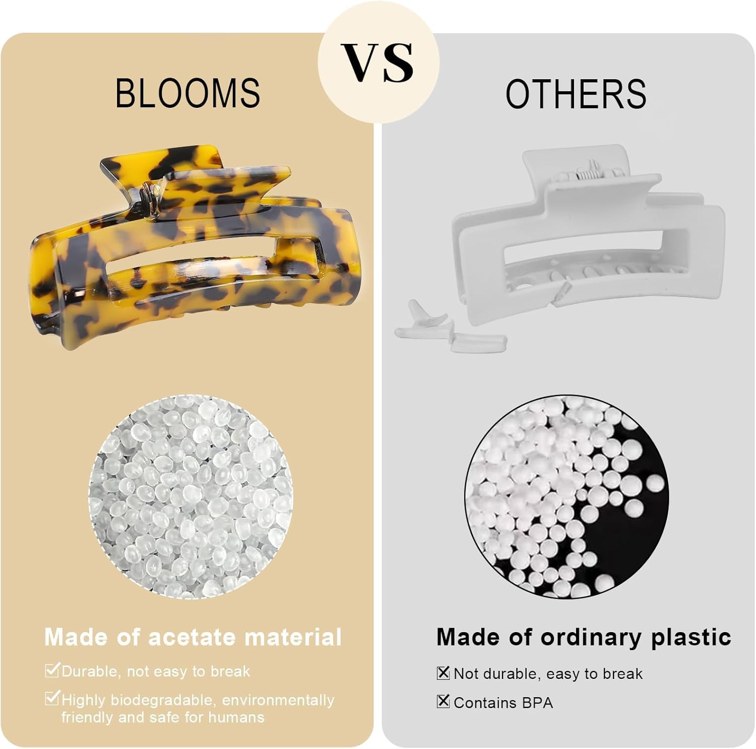 Blooms Hair Clip Large 4-Piece Hair Clips Set Non-Slip Hair Clips Women'S Thick Thin Hair Celluloid Claw Clip Hair Clip Leopard Hair Accessories for Women and Girls image number 4