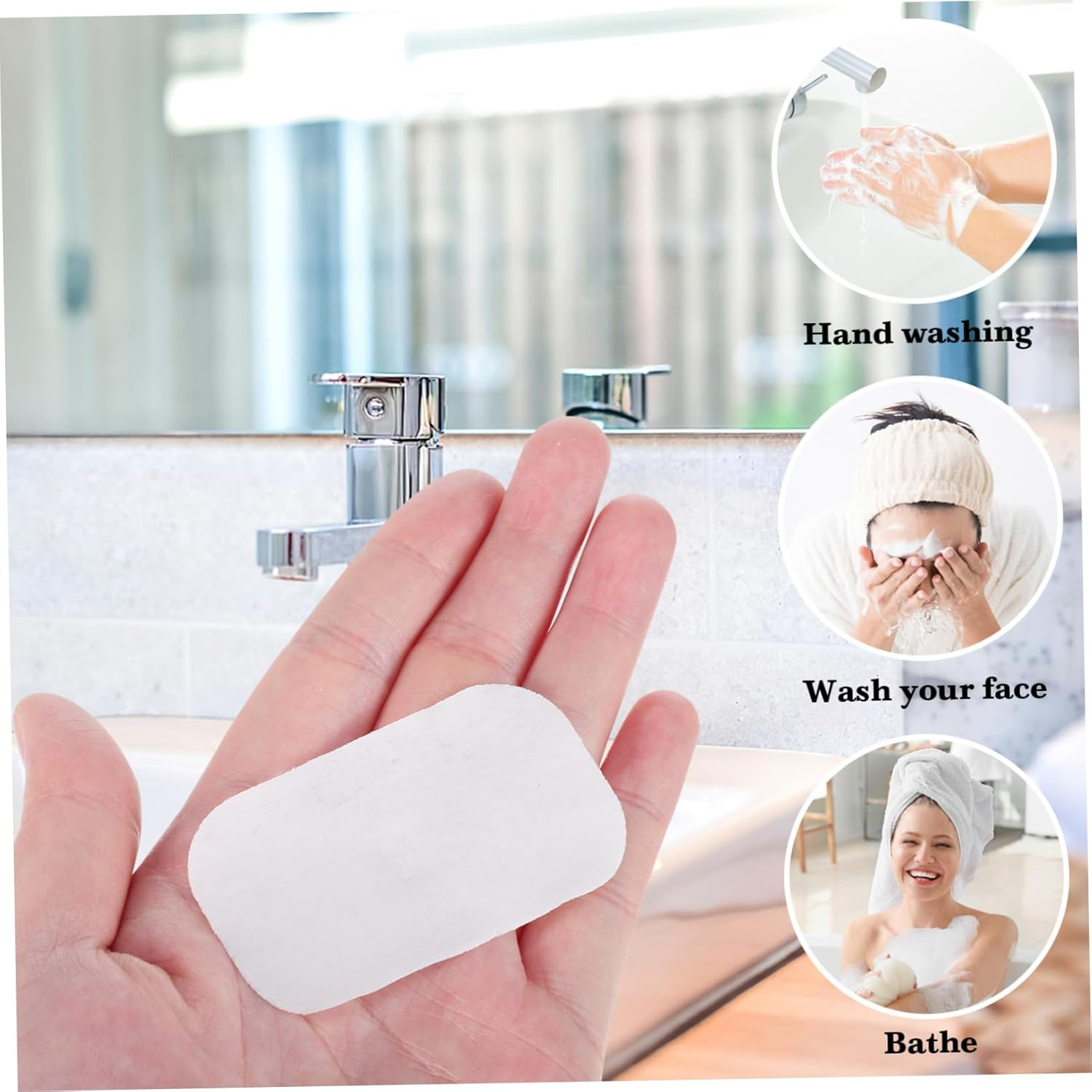 VANZACK 3 Pcs Disposable Paper Soap Sheets Portable Travel Soap Flakes Pp Material Mini Strips for Hand Washing for Hiking and Travel Toiletry Kits
