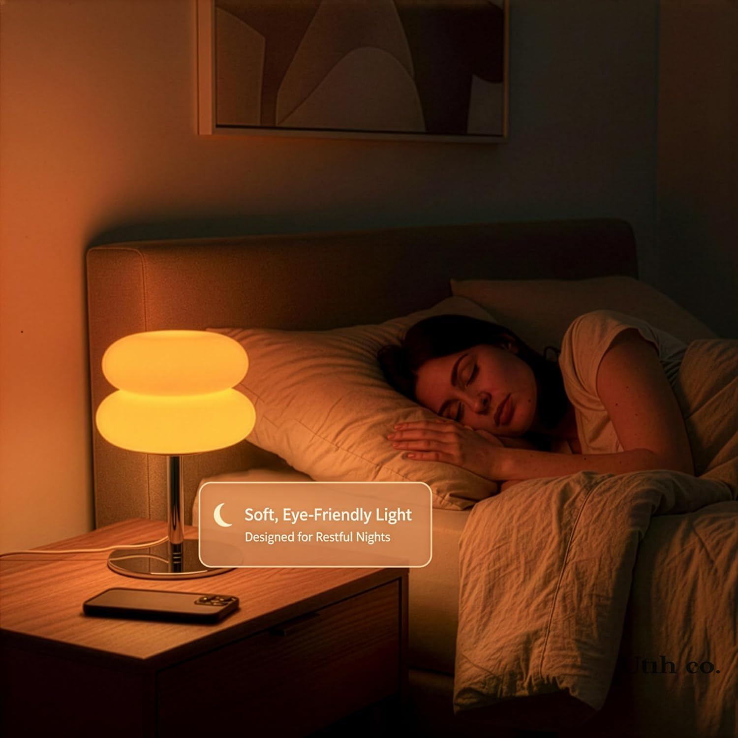 Orange Mushroom Table Lamp - 3 Color Modes & Dimming - Mid Century Modern 70S Retro Decor - Shatterproof PC Shade & Metal Base - Aesthetic Space Age Bedside Light for Bedroom Living Room image number 1