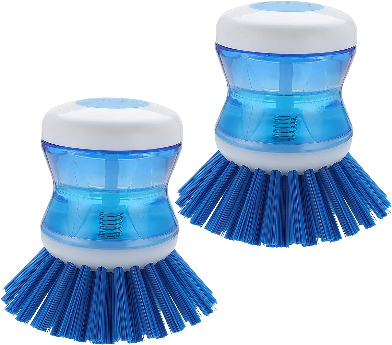 Dish Scrubber with Soap Dispenser for Dishes Pot Pan Kitchen Sink Cleaning,Blue 2 Pcs