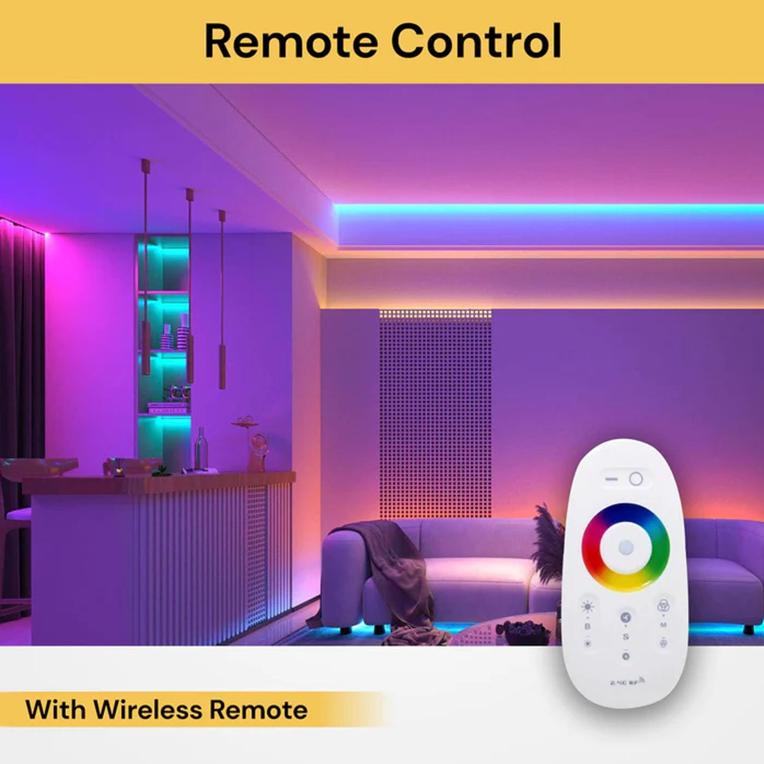 EZONEDEAL 2Pcs 5M LED Strip Lights RGBWW with Wireless Remote and Adapter for Bedroom Ambient Lighting Kitchen Cabinets image number 5