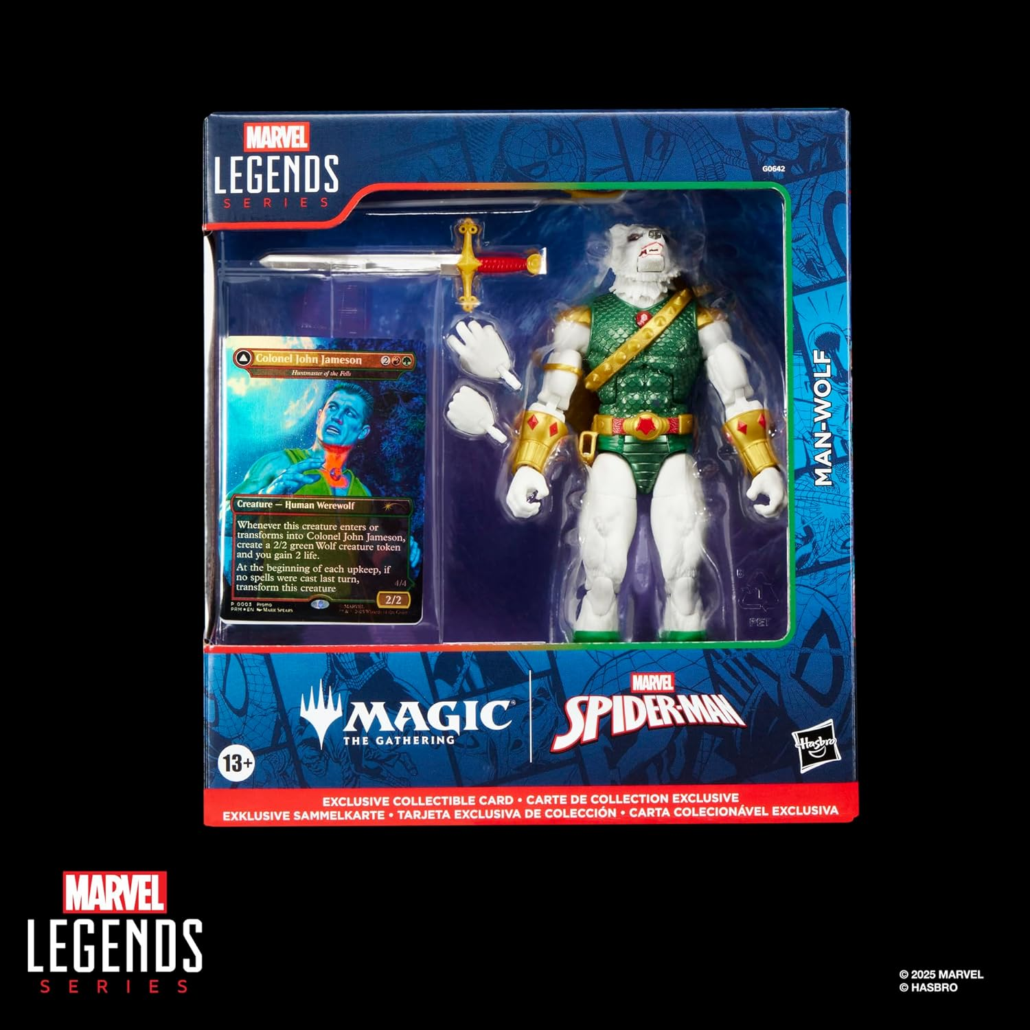 Marvel Legends Series Magic: the Gathering Man-Wolf, 6-Inch Spider-Man Action Figure Toy plus Exclusive Foil Collectible Card Game Trading Card image number 3