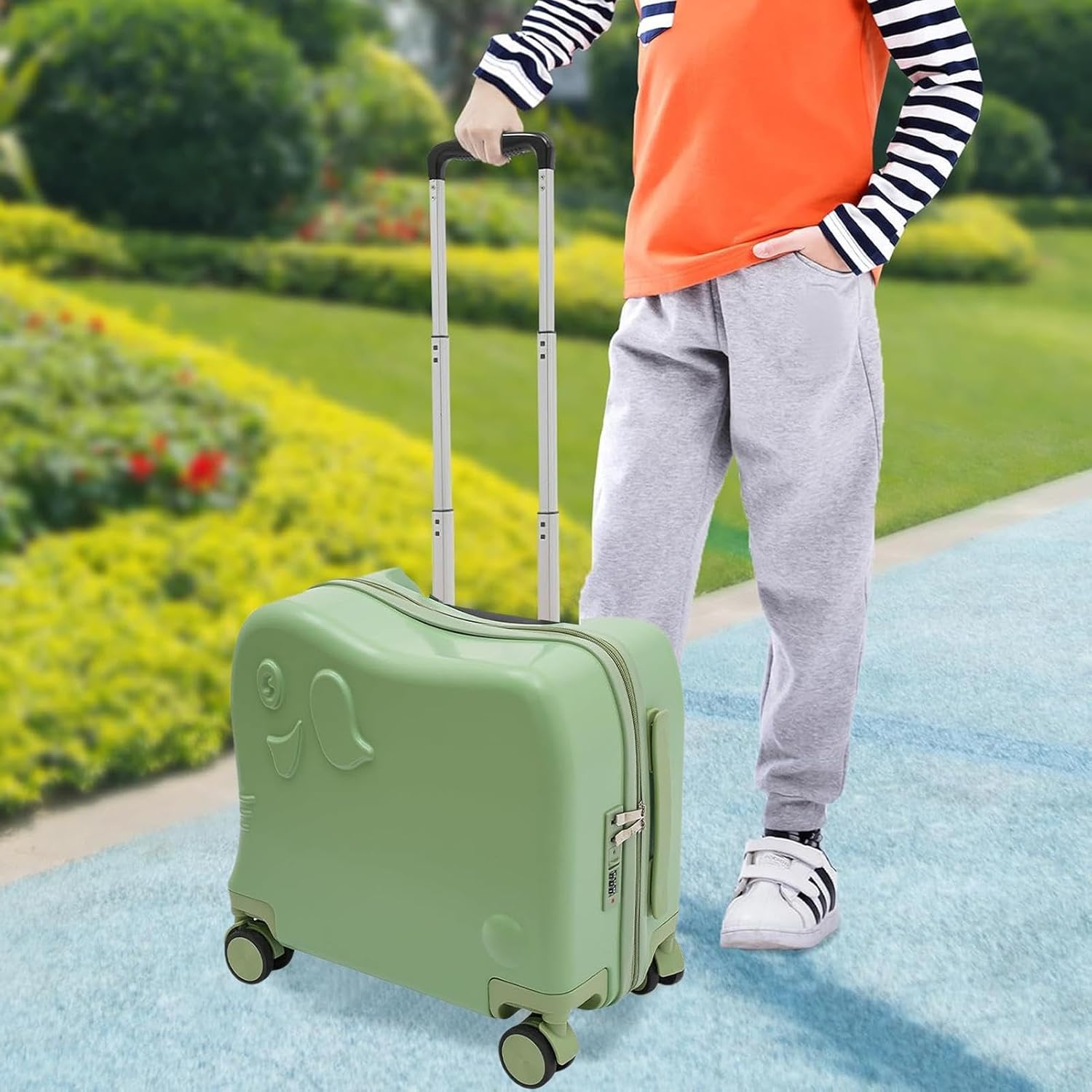 Rolling Luggage for Kids, Hand Luggage for Kids | Multipurpose Carry-On Suitcase for Rolling Suitcases for | Cute Carry-On Travel Suitcase for , Dunkelgr&uuml;n, Siehe Beschreibung, - Dunkelgr&uuml;n image number 2