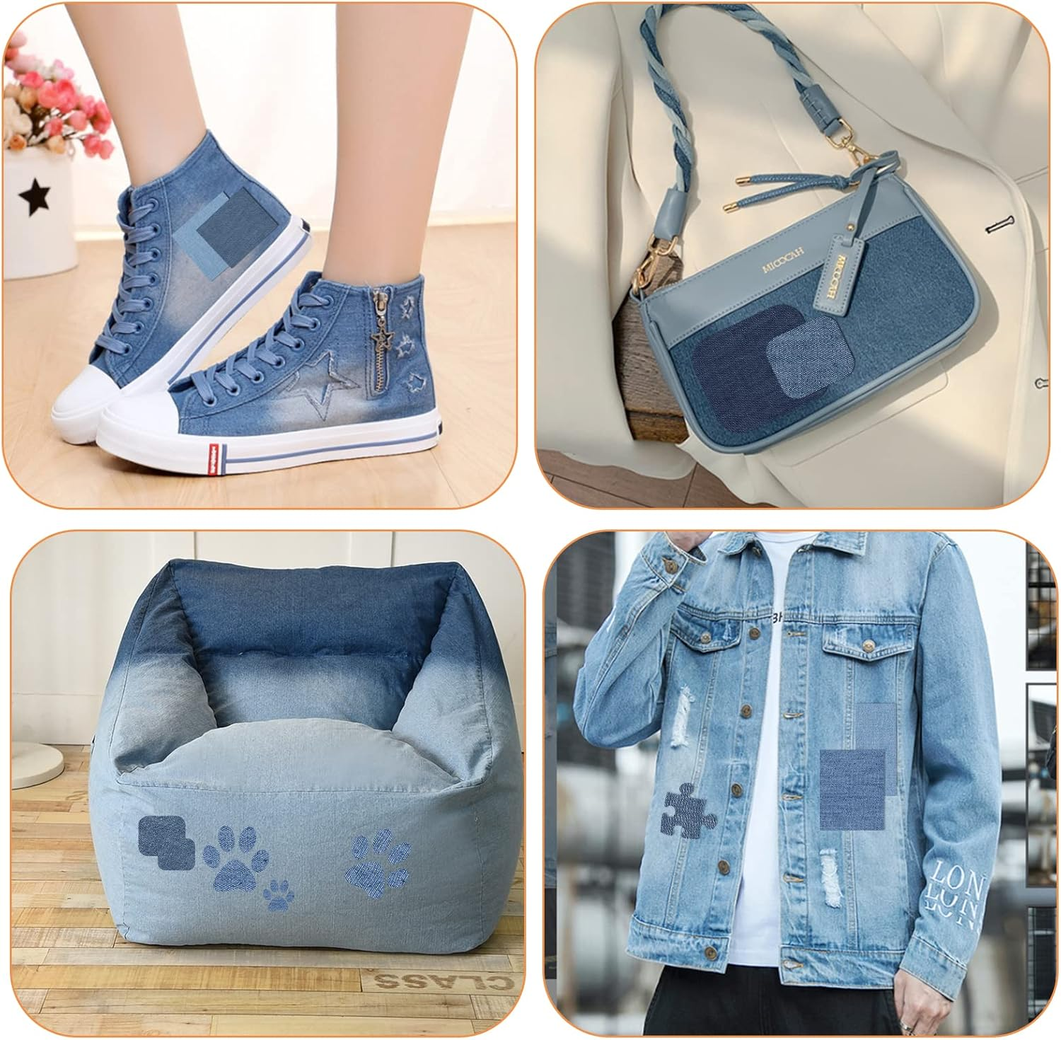 Pack of 15 Iron-On Patches, Large Iron-On Patches, 28 X 12.5 Cm, Cotton Patches, Iron-On Patches, Denim Patches, Repair Kit in 5 Colours for Clothes Jeans Bag image number 3