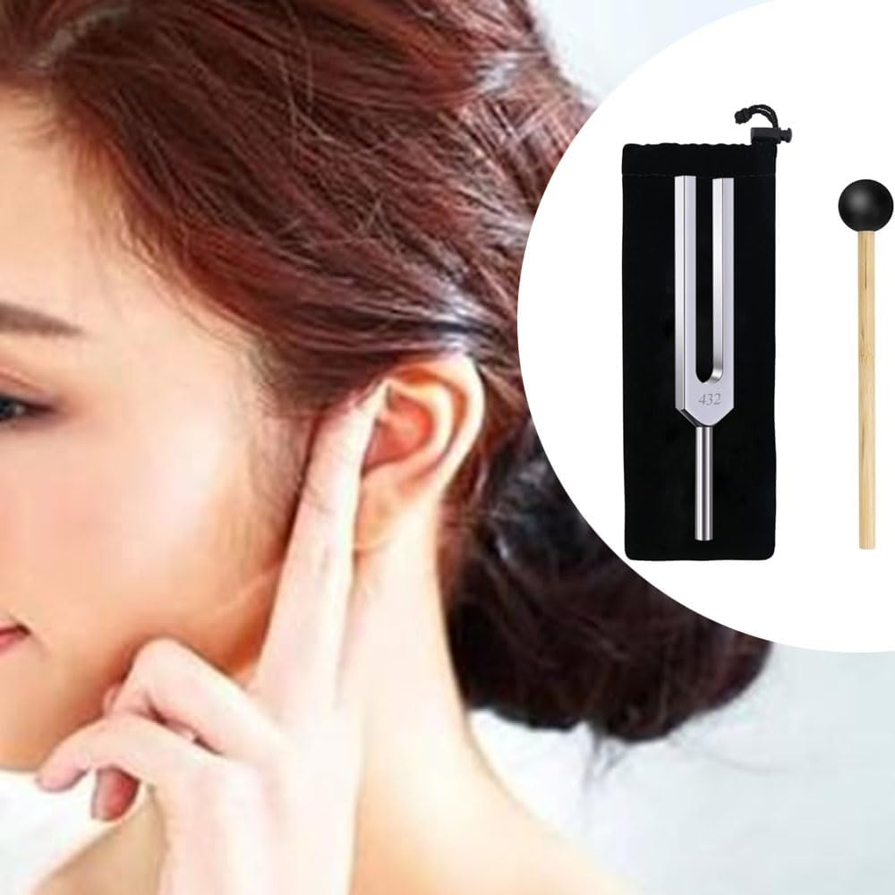 Armastuse 432Hz Aluminum Alloy Tuning Fork Instrument with Percussion Hammer Chakra Hammer Ball Diagnostic Ear Tuning Fork for Healing Sound Therapy image number 1
