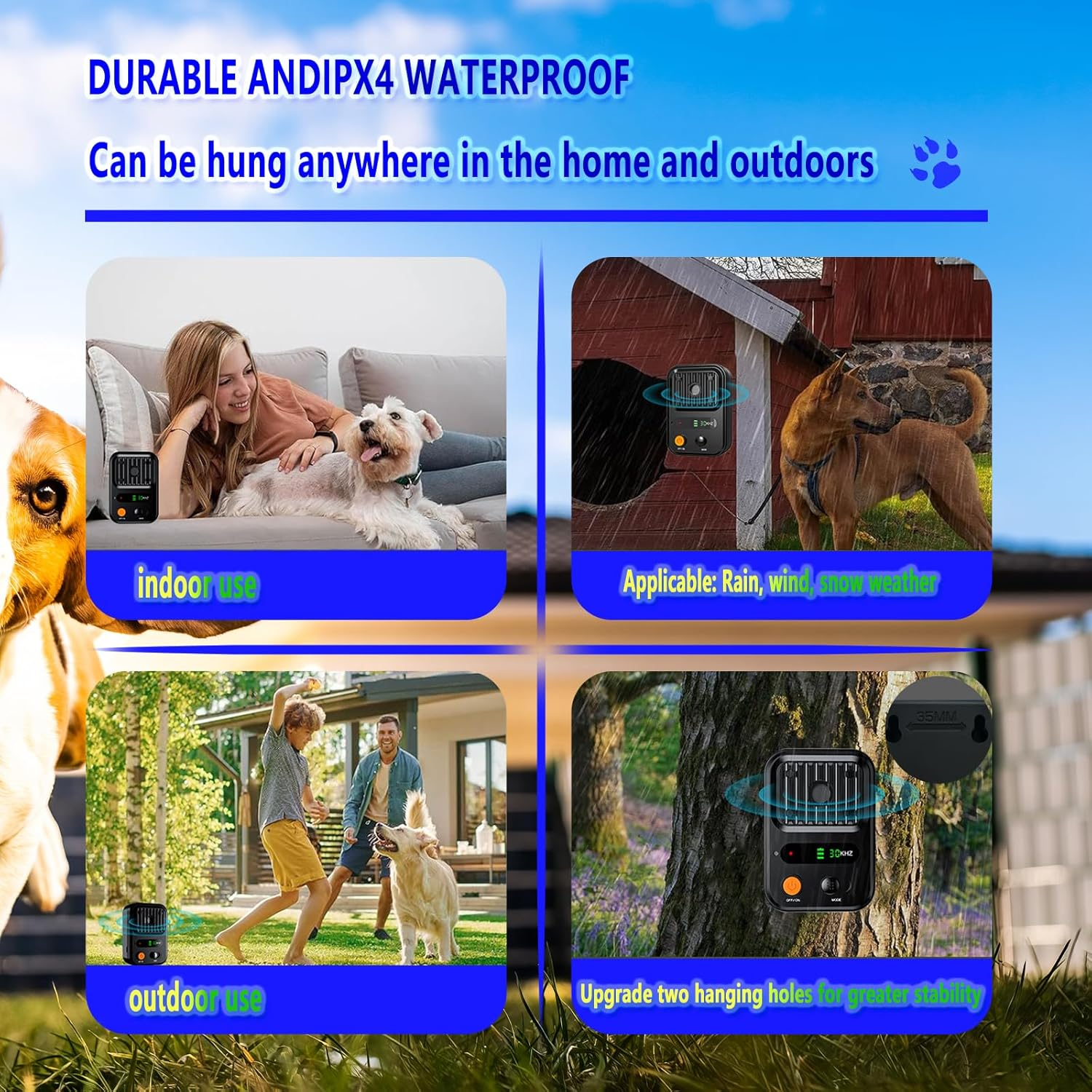 Anti Barking Device for Dogs,Ultrasonic Dog Bark Control Devices,Bark Recognition Silencer,3 Modes Range Deterrent of up to 50 Ft,Rechargeable Waterproof Digital Display,For Indoor and Outdoor(Black1) image number 5