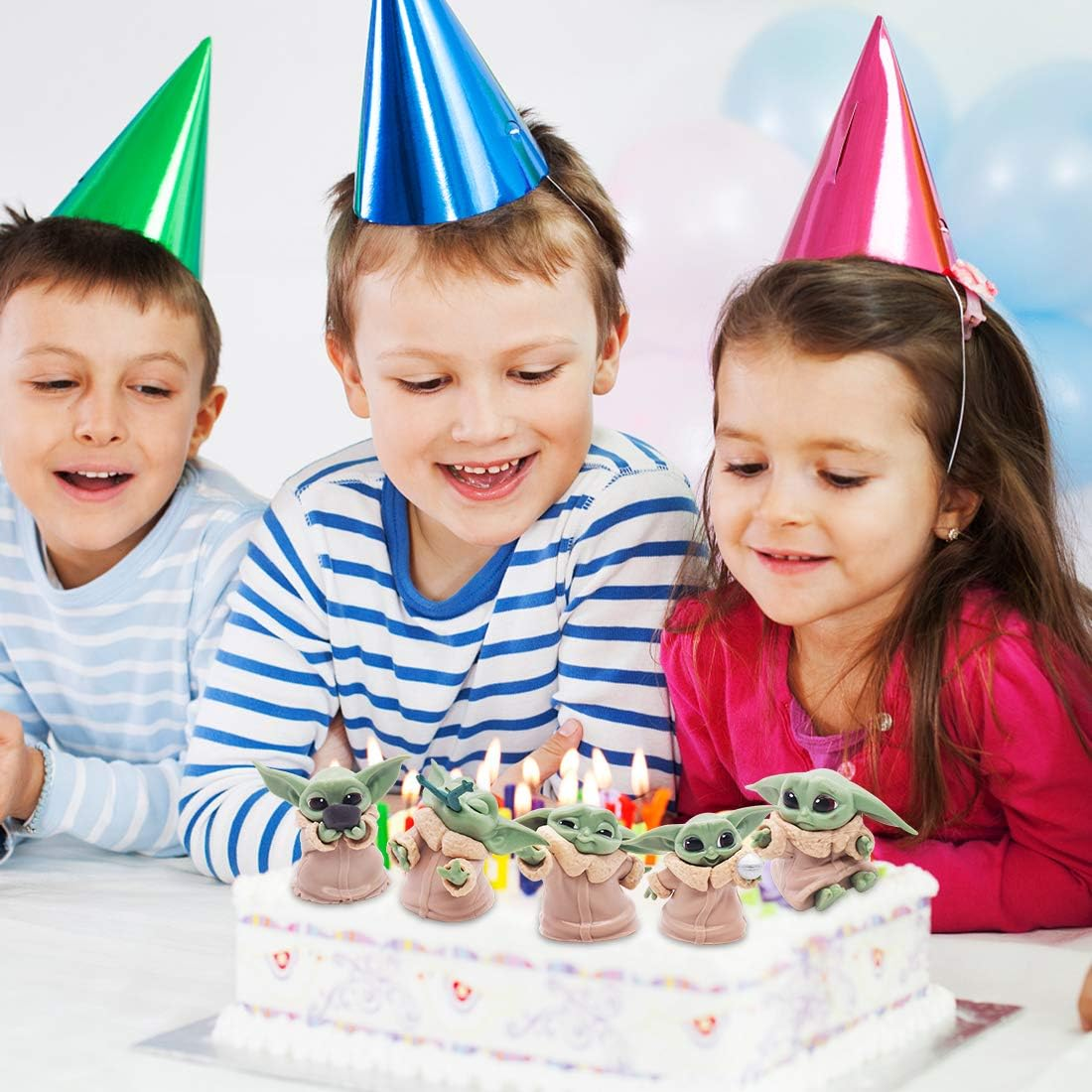 Cartoon Cake Creative Decoration Tomicy 5PCS Baby Yoda Mini Figures Set Creative Animal Shape Birthday,Party Cake Set, Party Supplies Cupcake Figurines image number 2