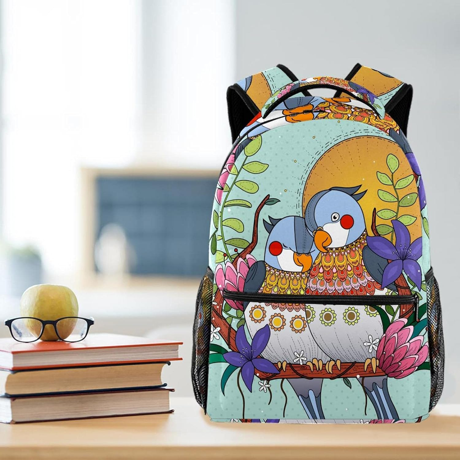 Parrots Animal Backpack Students Shoulder Bags Travel Bag College School Tote Backpacks image number 5