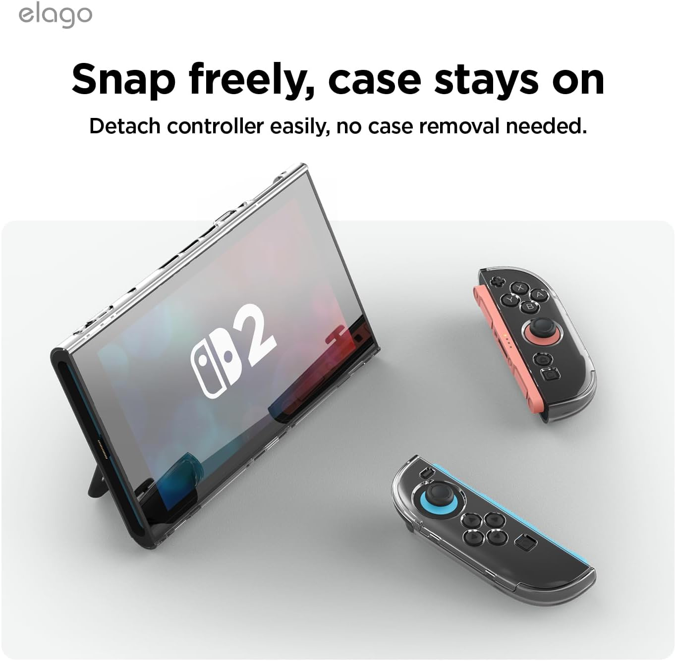 Elago Clear PC Case Compatible with Nintendo Switch 2, Hard PC Shell Cover, Shock Resistant, Full Body Protection, Comfortable Grip, Anti-Scratch (Transparent) image number 4