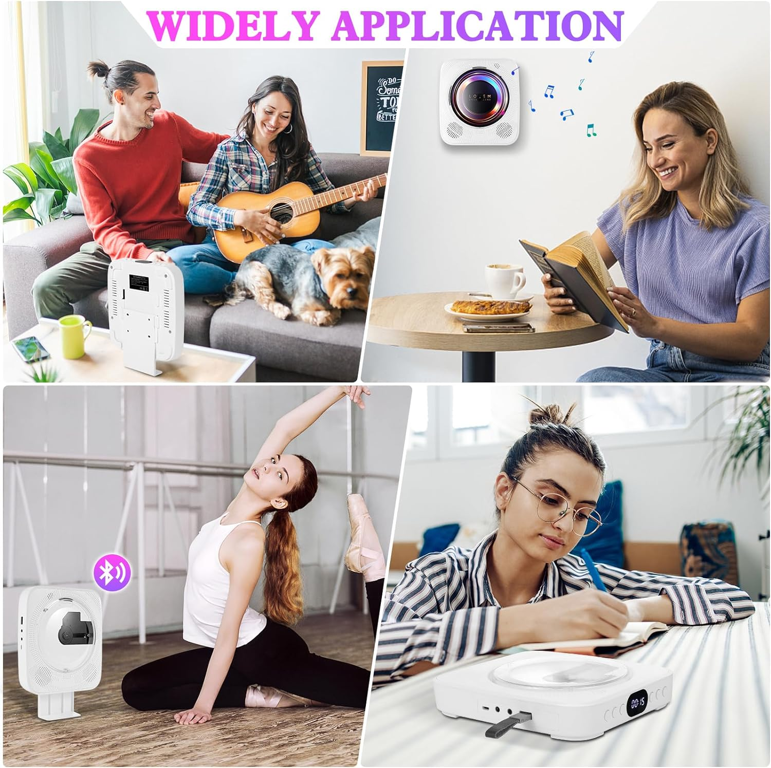 CD Player Bluetooth, SHIWAKOTO Desktop CD Players Wall Mountable, with FM Radio, USB Playback, LCD Screen, AUX Port, Hifi Audio Music Player for Home/Car