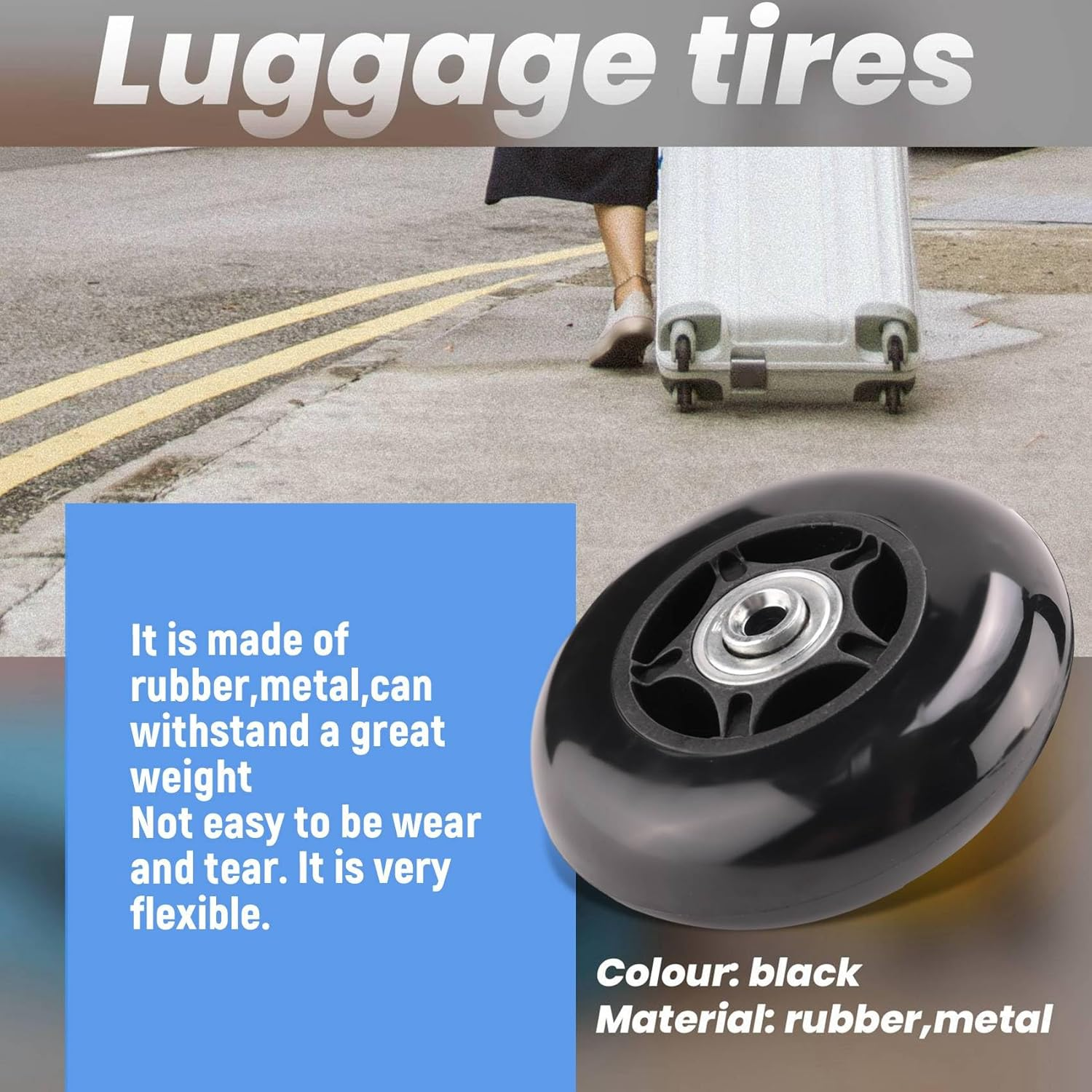 2 Set Luggage Suitcase Replacement Wheels OD 80Mm image number 4