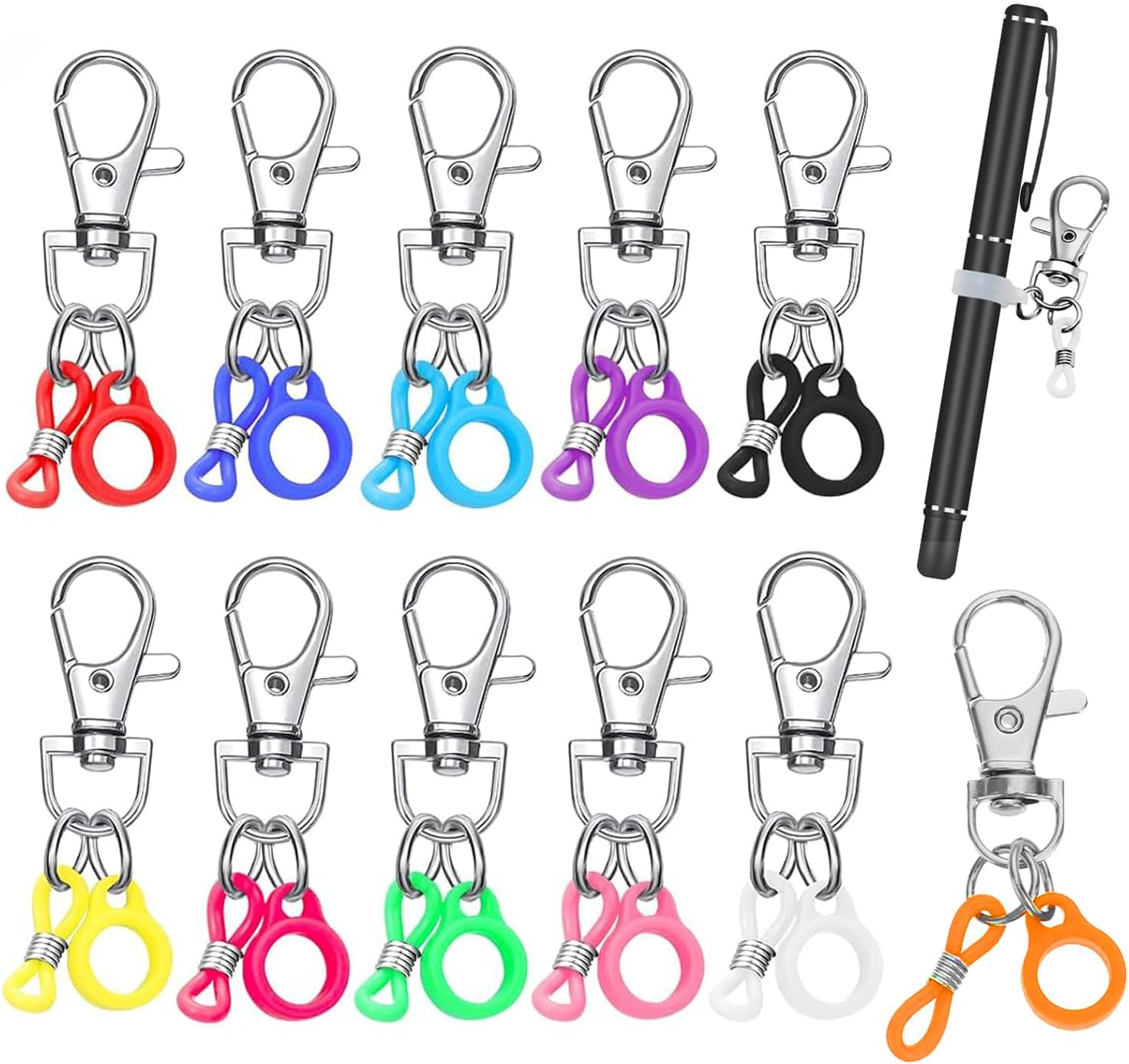 Xinghonyac 12 Pcs Silicone Pen Holder Clip, Colorful Pen Clips, Pen Clip with Lobster Clasp, Pen Holder for Lanyard Clip, Pen Lanyard for Nurses, Can Be Hung on Backpacks, Belts, Wallets image number 6