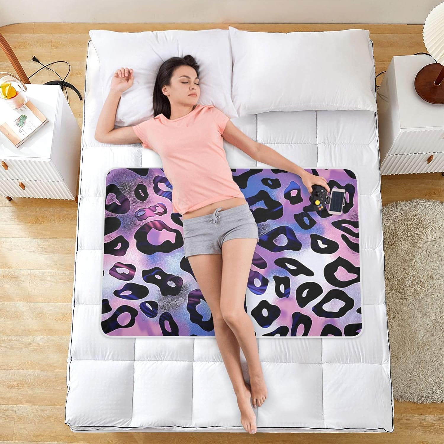 Leopard Print Extra Large Resuable Baby Bed Pad Highly Absorbent Potty Training Sheets Cover Changing Bed Liners for Toddler Kids, 52"L X 34"W