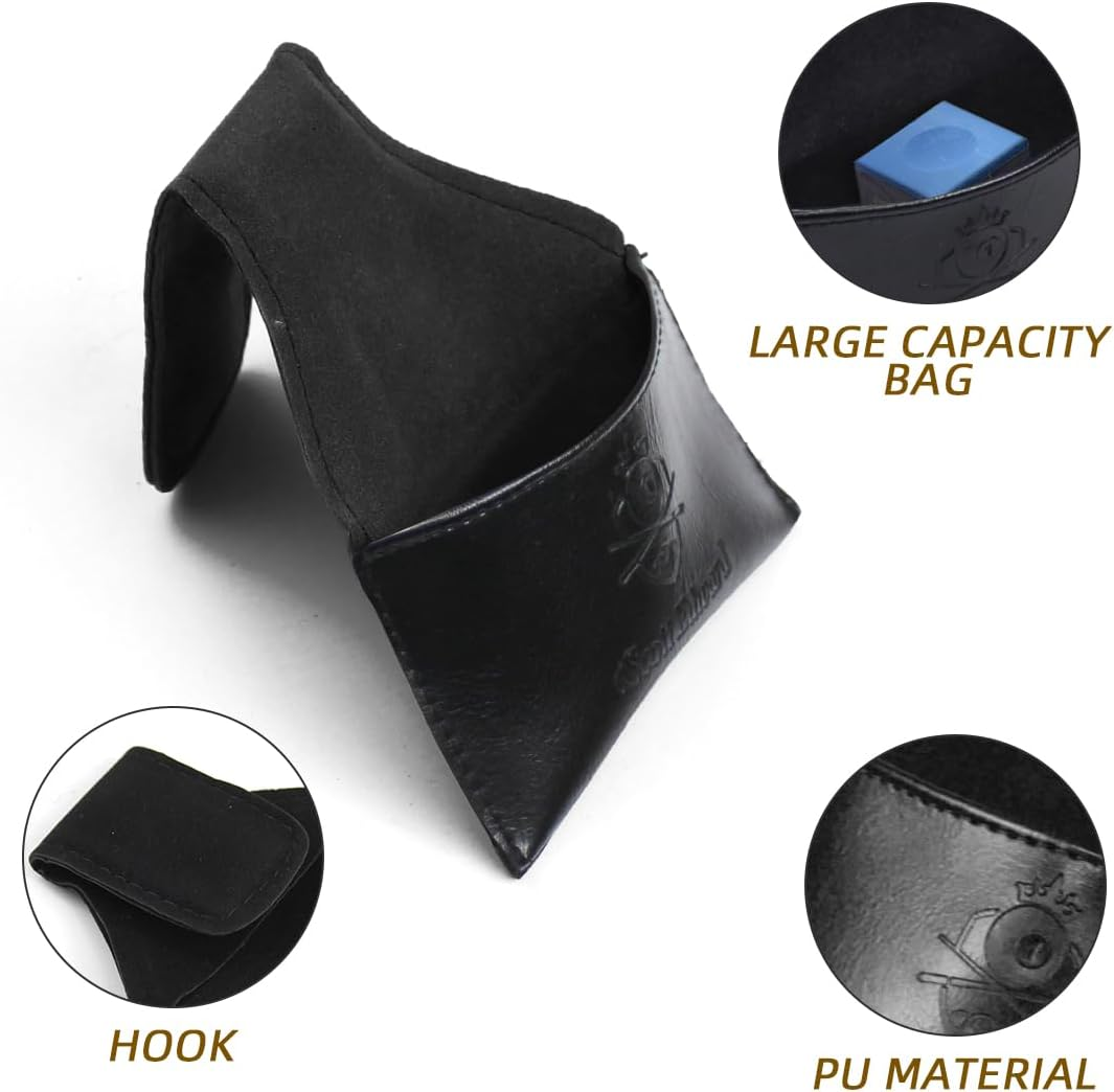 Scott Edward Billiard Chalk Holder Pouch Pool Cue PU Leather Chalk Holder with Clip, Portable Snooker Billiards Chalk Bag, Pool Accessories Black/Brown - Brown image number 4