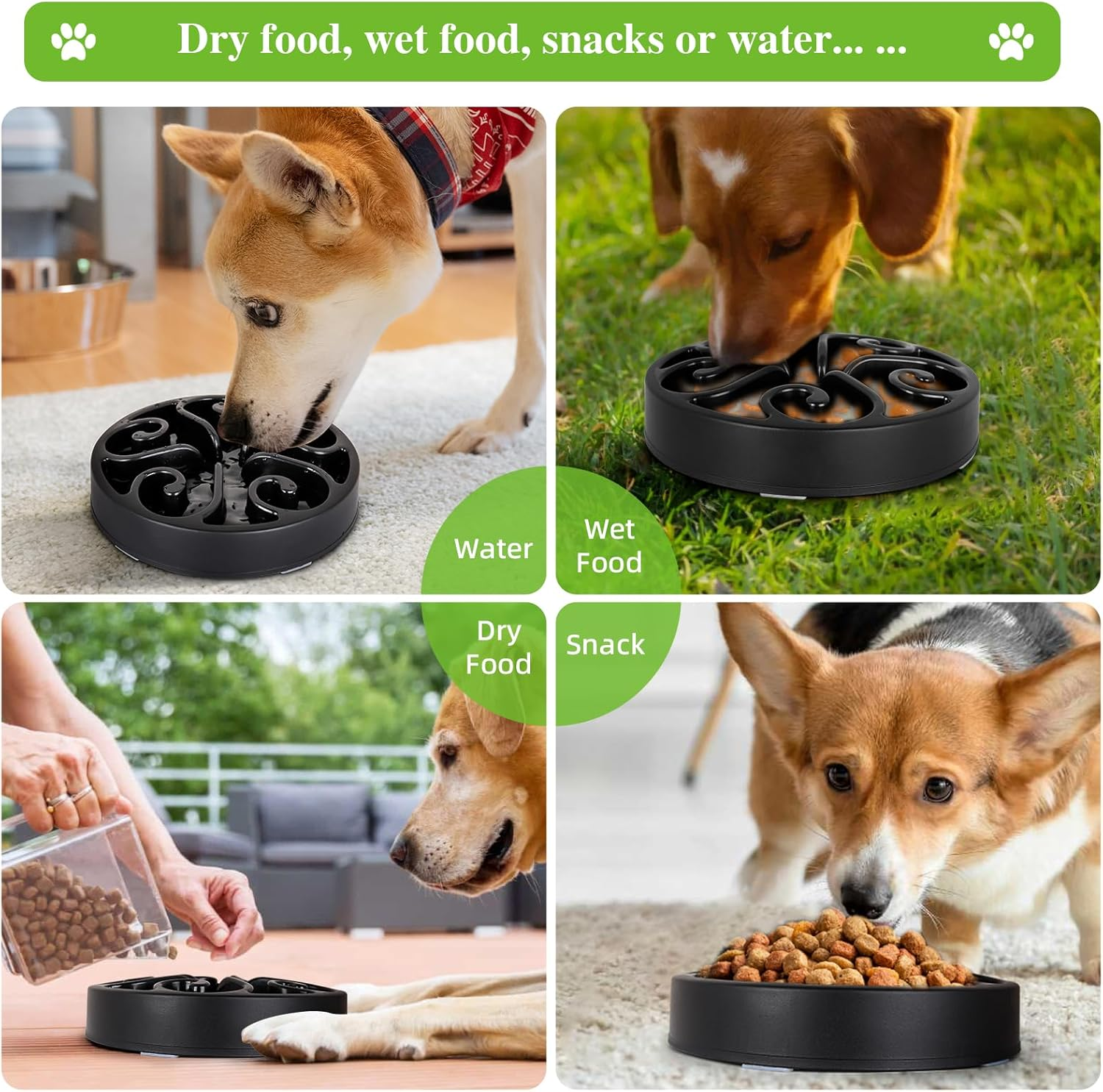 Wangstar Slow Pet Bowl Slow Feeder for Dog Cats, Bloat Stop Puzzle Bowl Fun Maze Feeder Slow Feeding Anti-Skid Design(Grey,8''X1.9'') image number 1