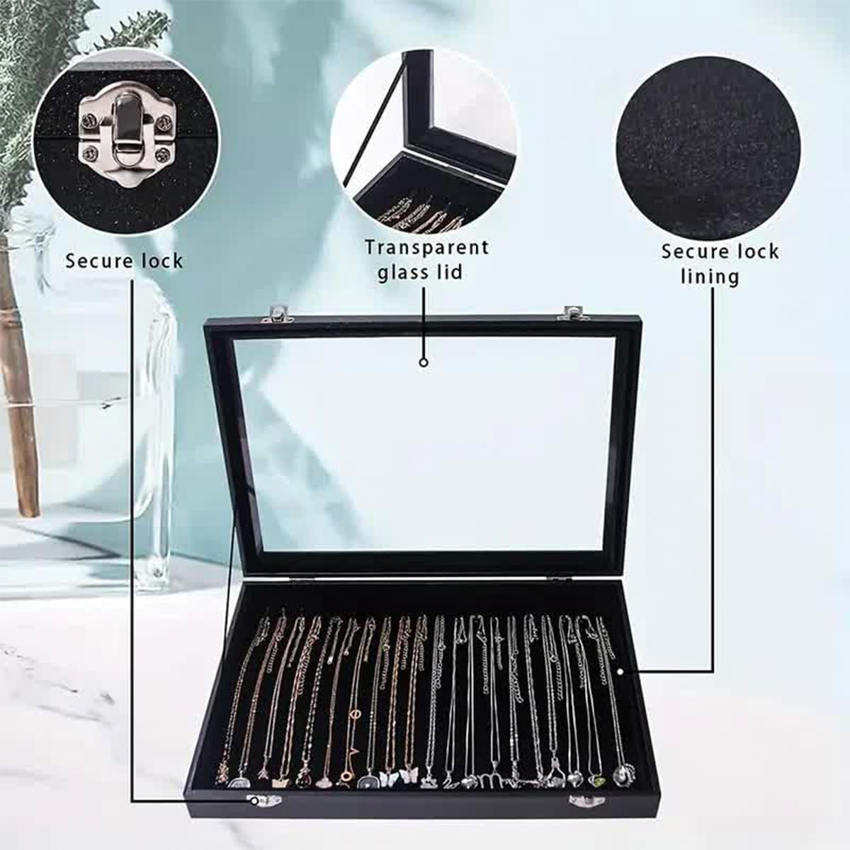 Black Jewellery Box, Jewellery Organiser, Earring Holder, Ring Stand, Necklace Display