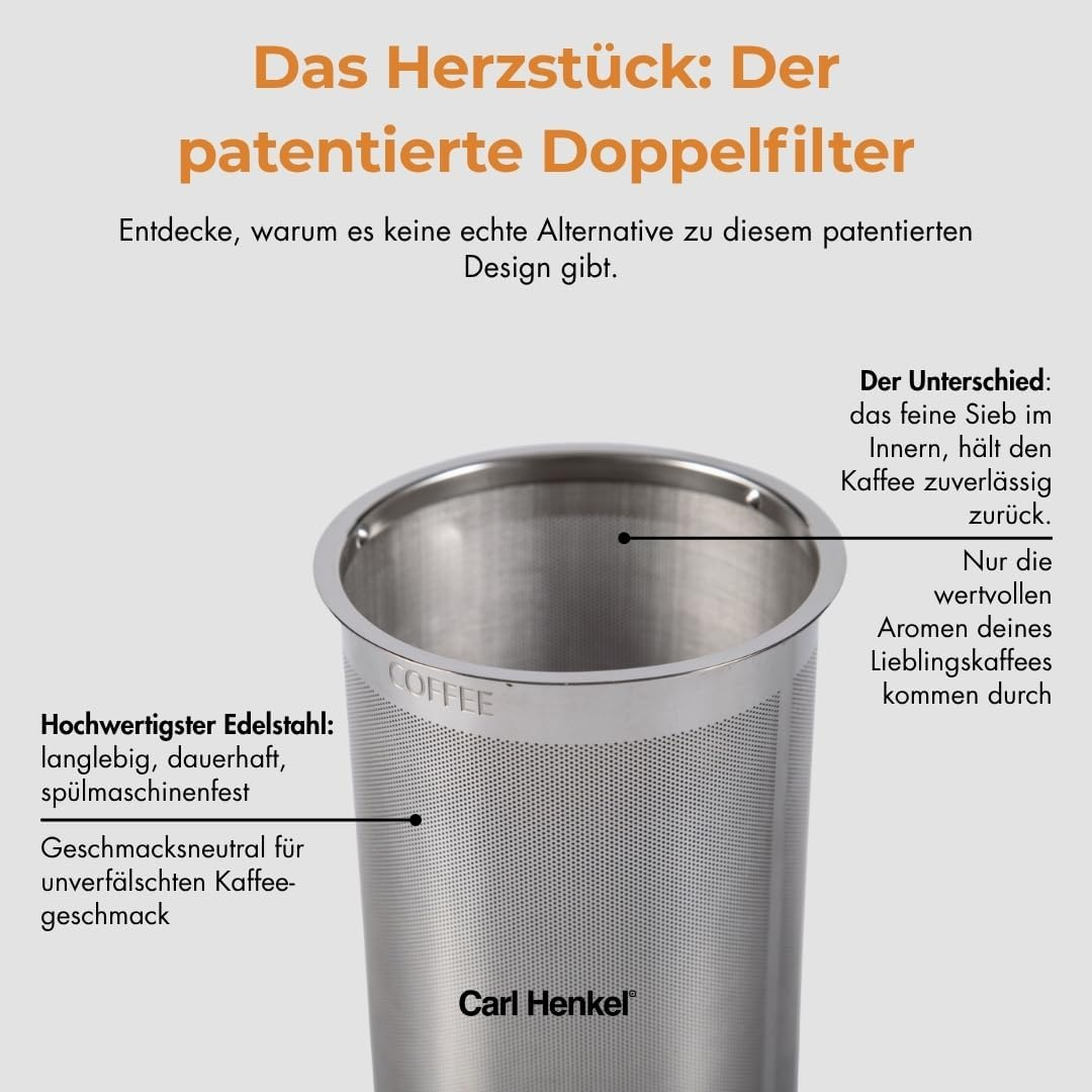 ARCA X-Tract Brew Coffee Continuous Filter 0.5 L with Clear Handle - Coffee Maker for 2-3 Cups - Coffee Brewing Jug Made of Glass with Stainless Steel Filter No Filter Paper Required image number 2