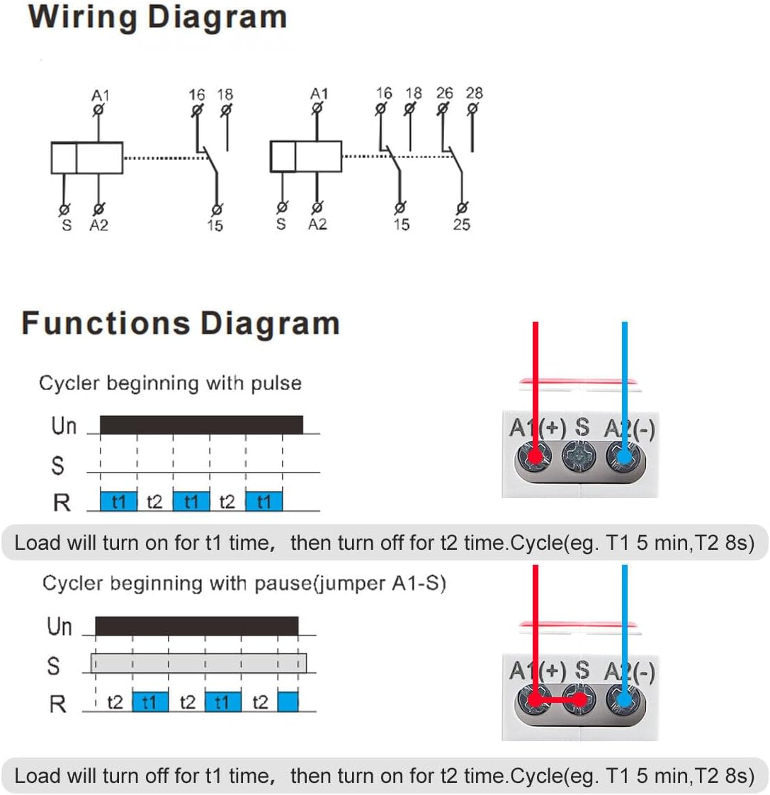 GAEYAELE Asymmetric Cycle Timer 1SPDT Relay 16A AC/DC12V-240V Electronic Repeat Relay(Grt8-S1,Ac/Dc12V-240V) image number 1