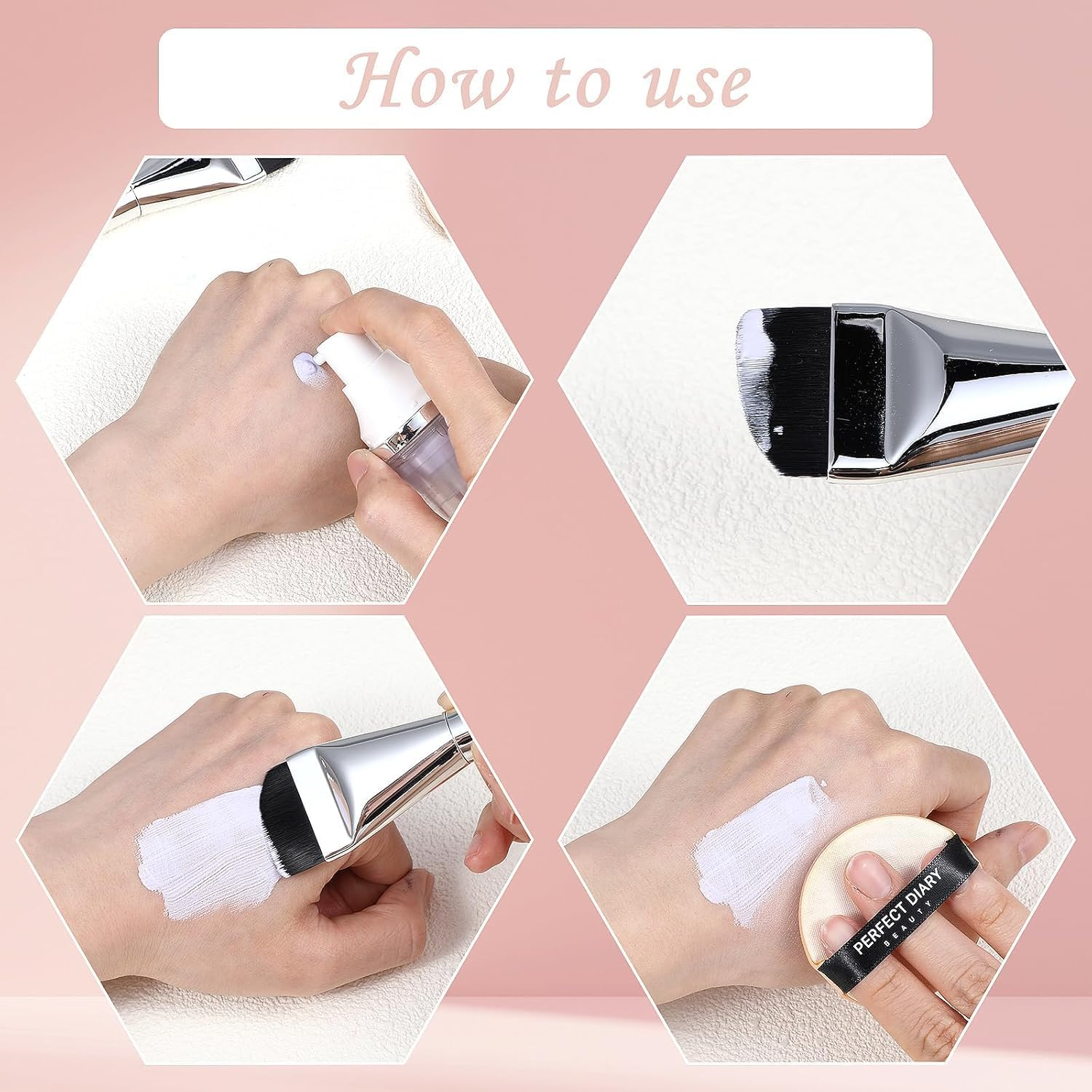 Flat Foundation Makeup Brush Set, 4 Pieces Thin Liquid Foundation Brush,Flat Lightweight Concealer Thin Liquid Foundation Application for Women and Girls image number 1