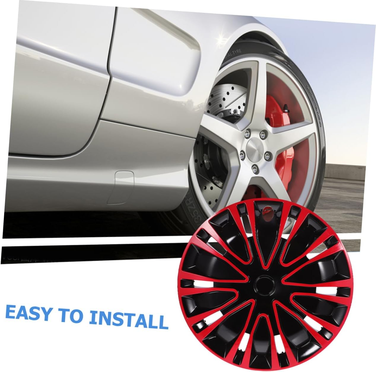 BUGUUYO 2Pcs Wheel Decorative Covers for Car Hubcups Wheel Rim Cover Replacement Automotive Hub Cooler Kit Easy Snap Design image number 4