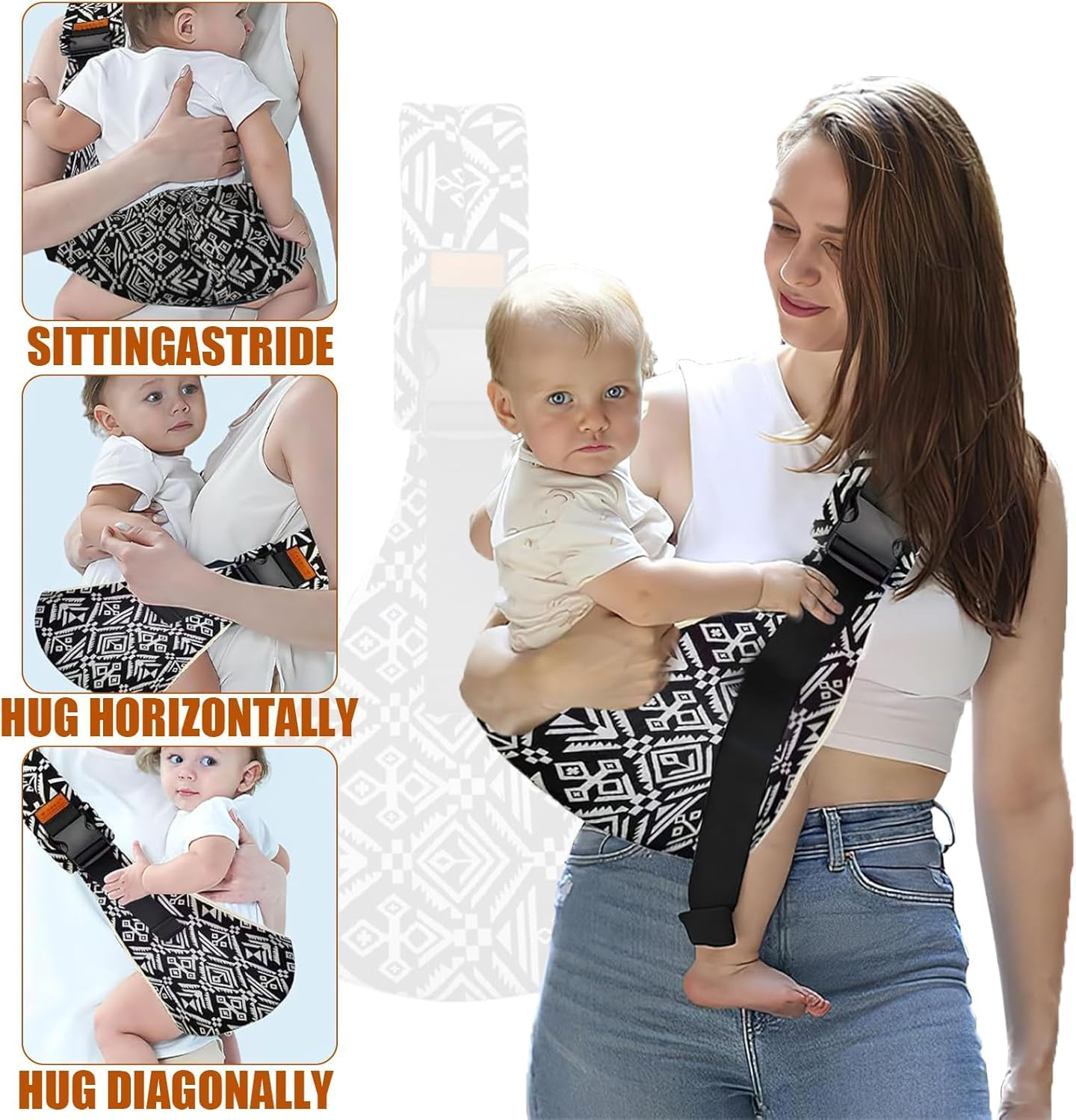 Baby Sling Carrier, Toddler Carrier Slings,Comfortable Baby Wrap Carriers Ergonomic-Designed with Thick Shoulder Straps (Adjustable) for Newborn Infant Toddler 3-36 Months, Breathable and Comfortable image number 5