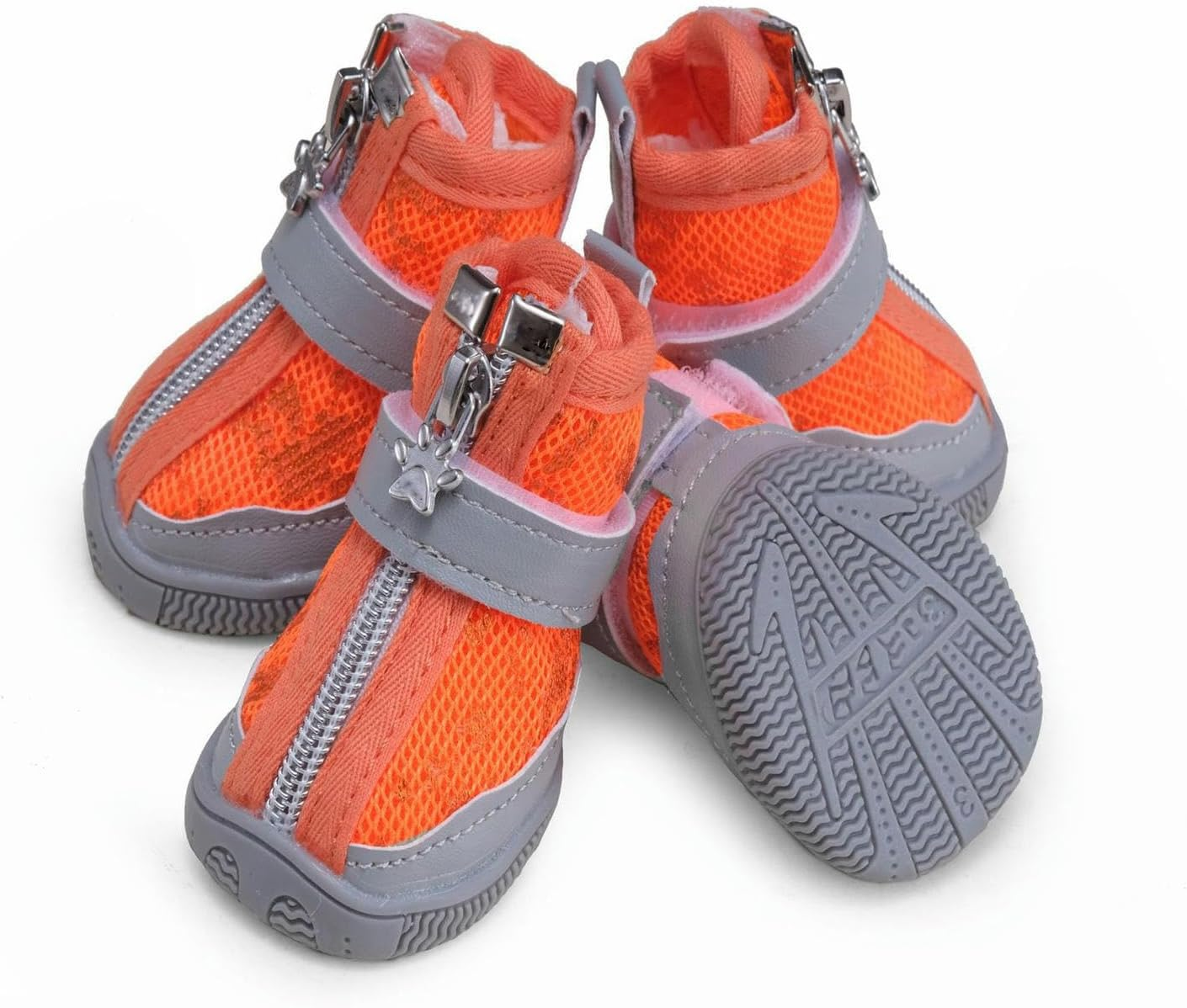 IUOUTG 4Pcs Dog Boots for Small Size Dogs Summer Hot Pavement Dog Shoes Mesh Outdoor Walking Puppy Shoes Dog Booties with Rubber Soles for Hiking