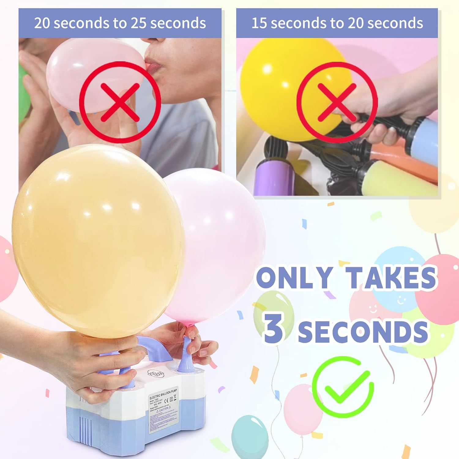 Funsure Electric Balloon Pump with 2 Nozzles - Portable, 220-240V 600W 50Hz, Au Plug - Blower for Party Decorations image number 2