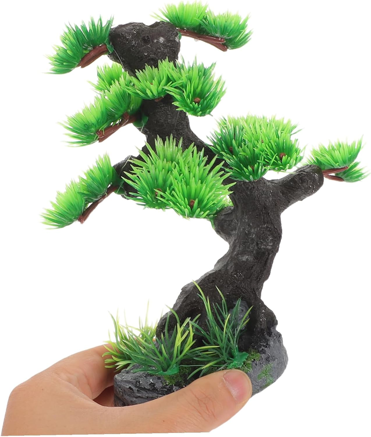 Kisangel Lifelike Artificial Bonsai Pine Tree for Aquarium Decoration Plastic Freshwater Fish Tank Plant Low Maintenance Aquatic Ornament for Betta and Goldfish Tanks Easy to Clean Aquarium image number 3