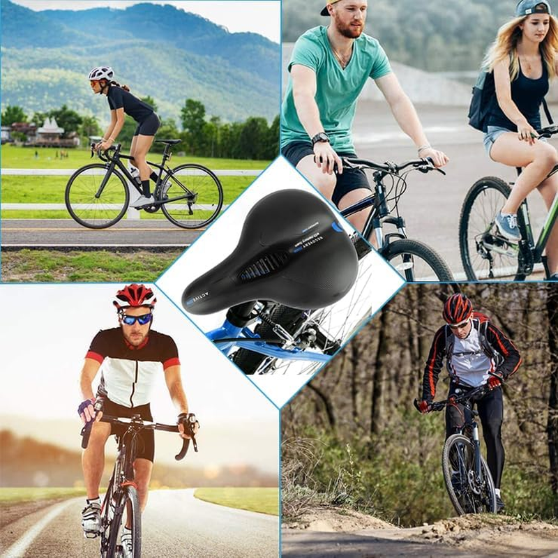 WOTOW Comfort Bike Seat, Replacement Soft Padded Bicycle Saddle High Density Memory Foam Double Shock Absorbing Rubber Suspension Universal Fit for Women'S Men'S Bikes image number 1