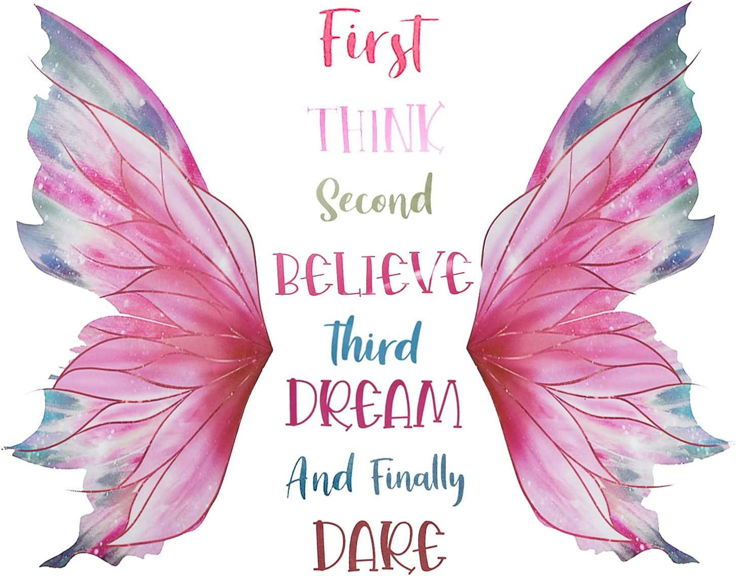 Pink Butterfly Wall Decal Inspirational Quote Wall Stickers 22.8X16.9Inch Motivational Saying Self-Adhesive Vinyl Wall Clings for Door Bedroom Living Room Nursery Decoration image number 3