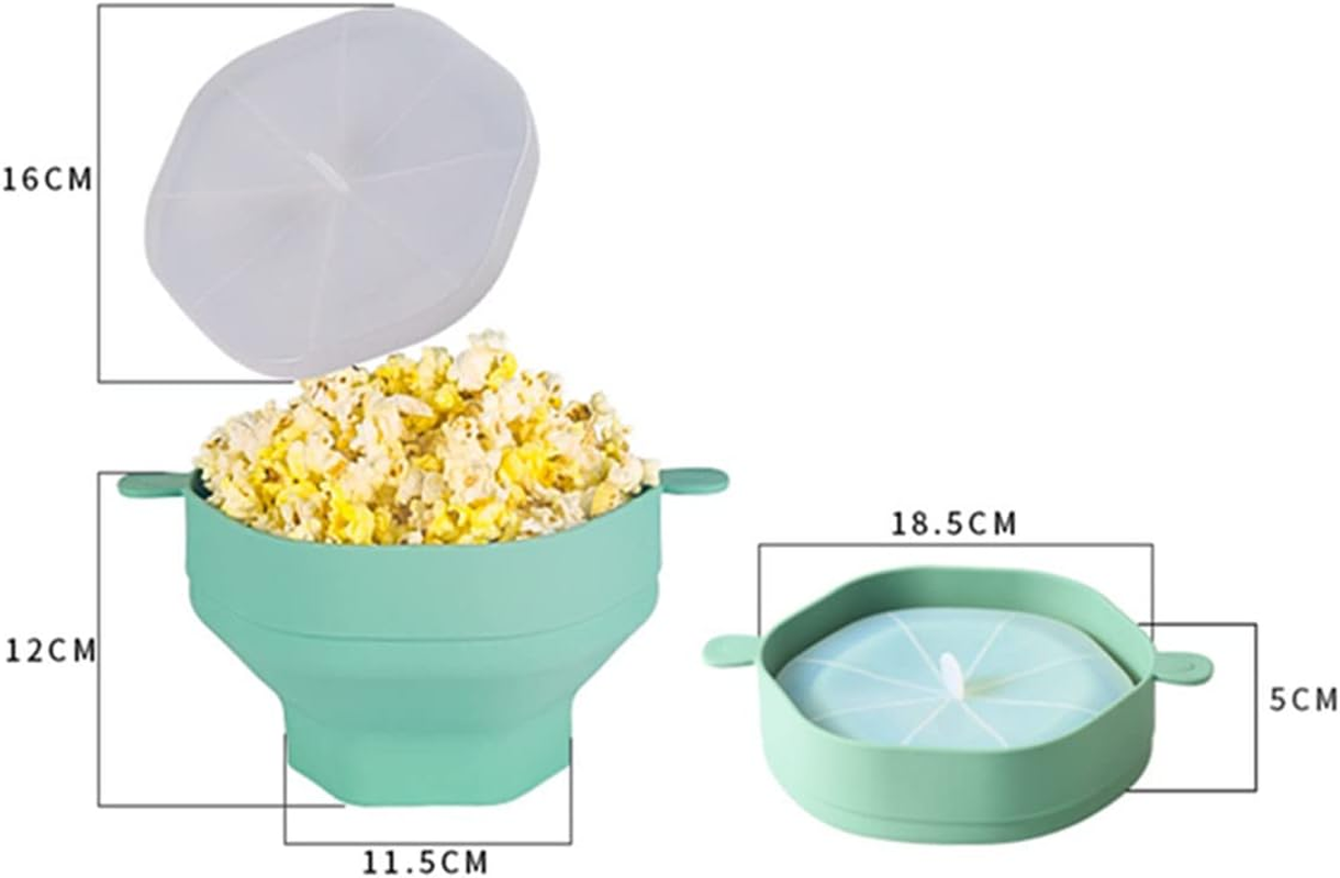 DDMMQS Silicone Popcorn Bowl Collapsible Popcorn Bowl with Handle Popcorn Maker BPA Free, Multipurpose Silicone Bowl Dishwasher Safe (Cyan) - Yellow image number 5