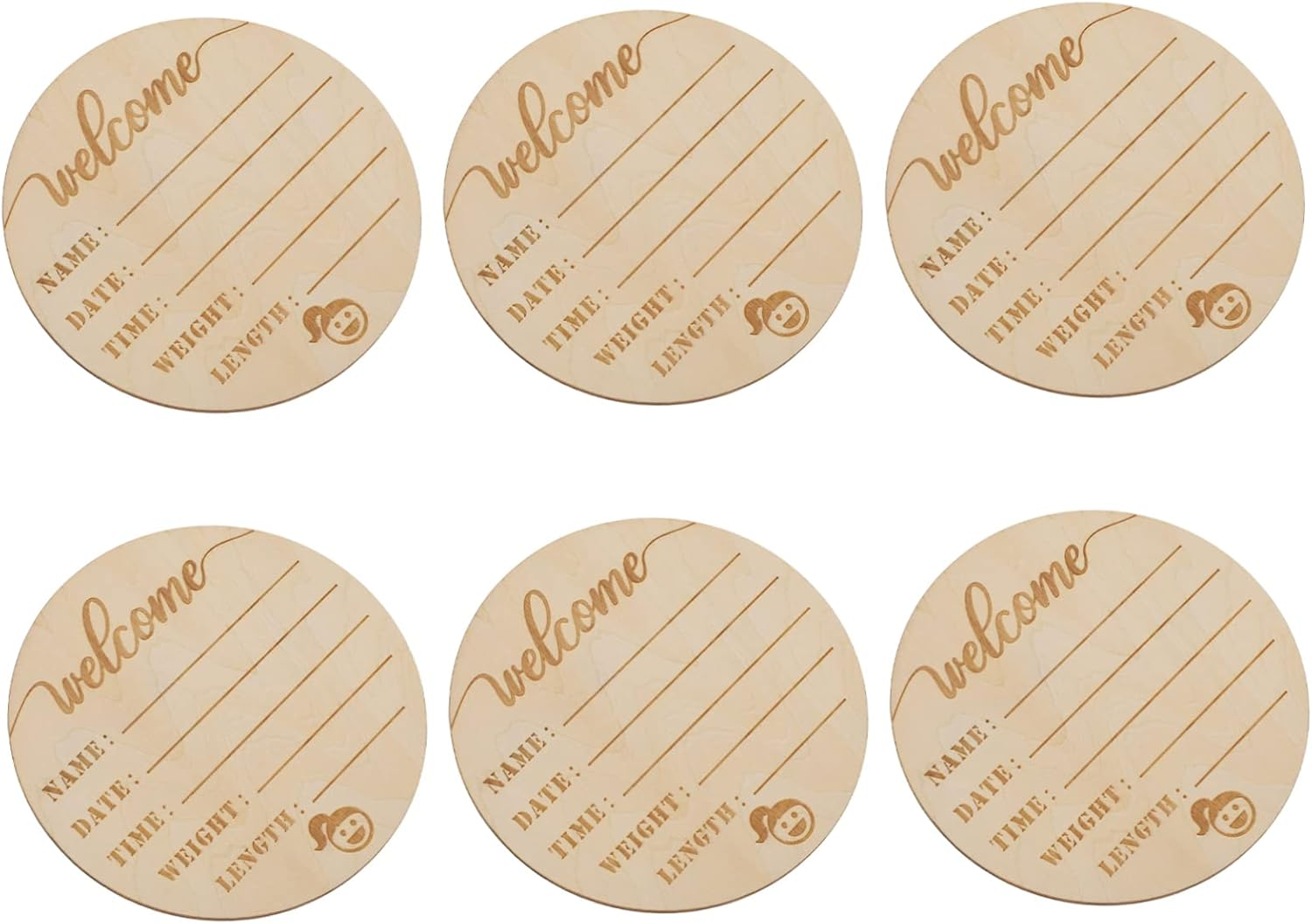 UPKOCH 6Pcs Wooden Name Signs Milestone Announcement Cards for Newborn Photography Props Keepsake for Birth Celebrations