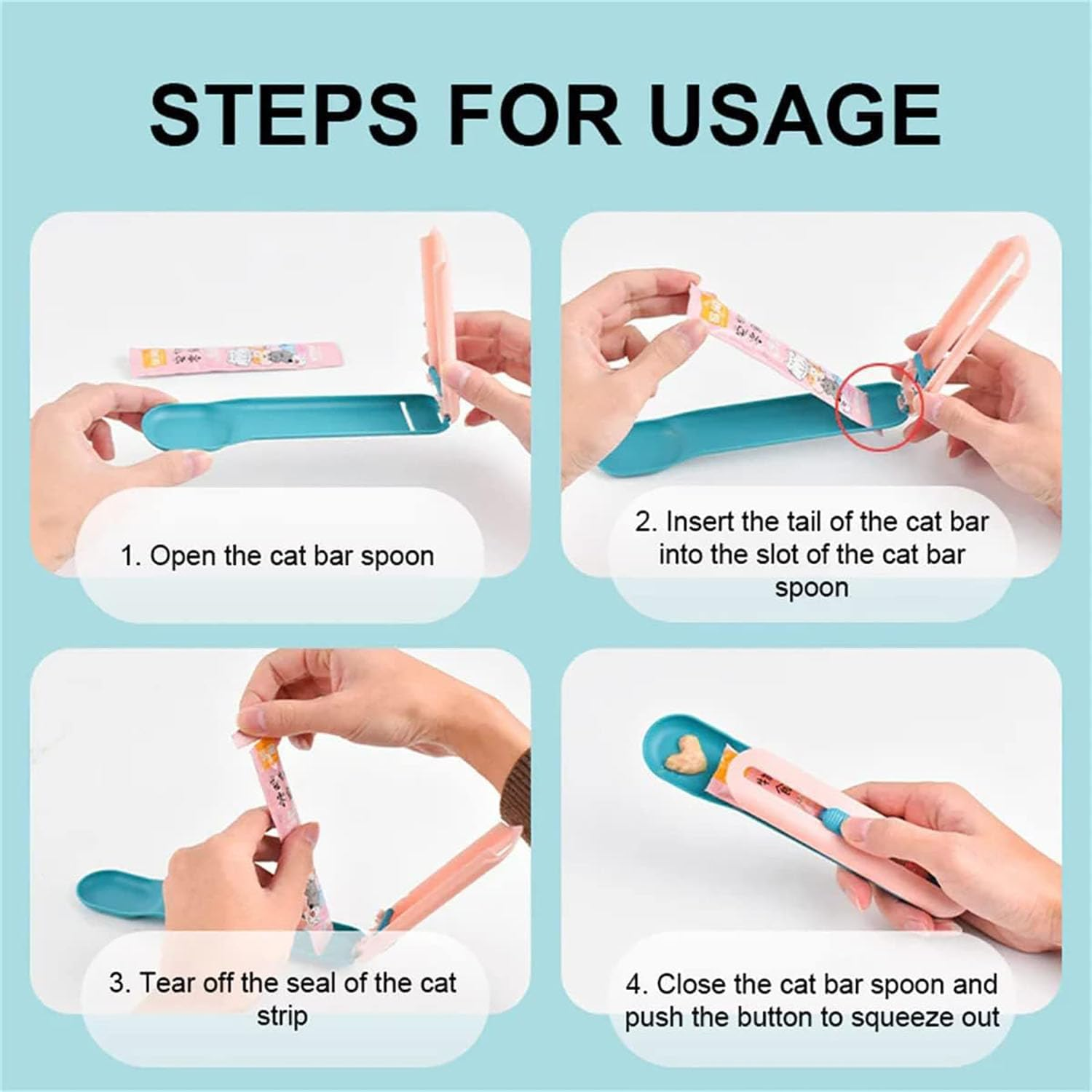 Cat Treats Dispense Spoon, Cat Strip Squeeze Spoon, Delectables Lickable Cat Treats Spoon, Easy to Use Cat Feeder Cat Food Spoon, Cat Food Storage Pet Food Spoon (Pink) image number 3