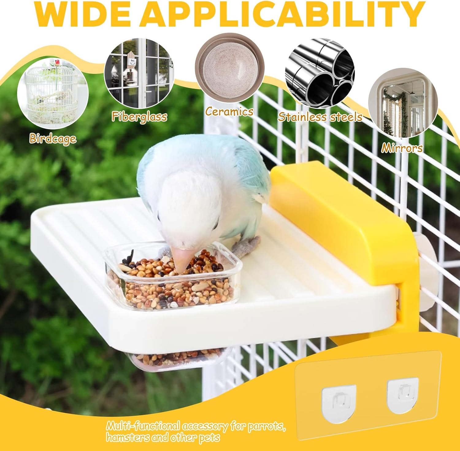 Perches for Budgies, Budgies Accessories, Acrylic, Budgies Swing with 1 Feeding Bowl, Removable Bird Swing Bird Cage Accessories for Small Pets Such as Birds and Hamsters image number 5