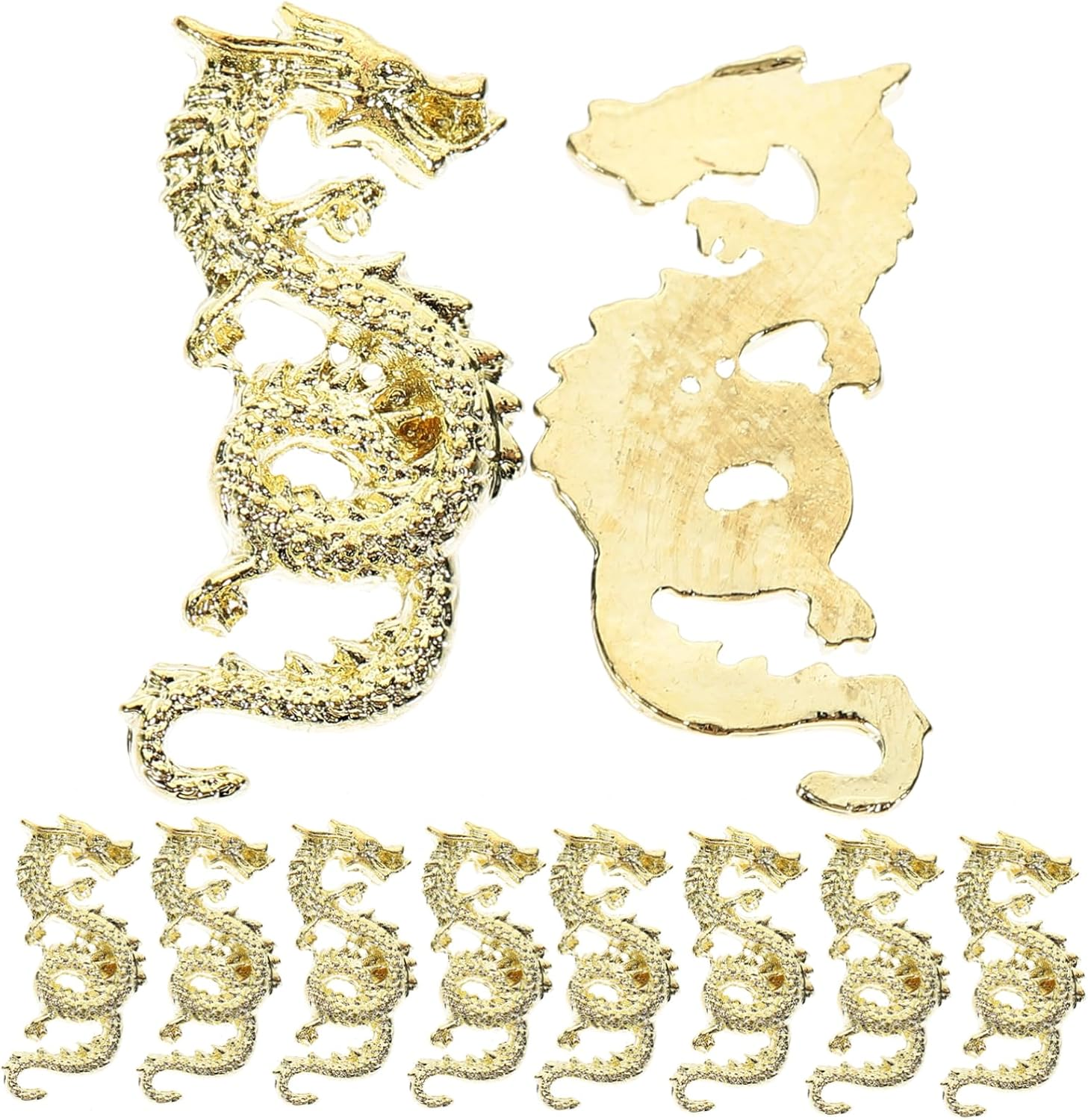 Nail Art Charms Small Gold Dragon Design 10Pcs Manicure Gems Nail Decoration Supplies for Women Christmas DIY