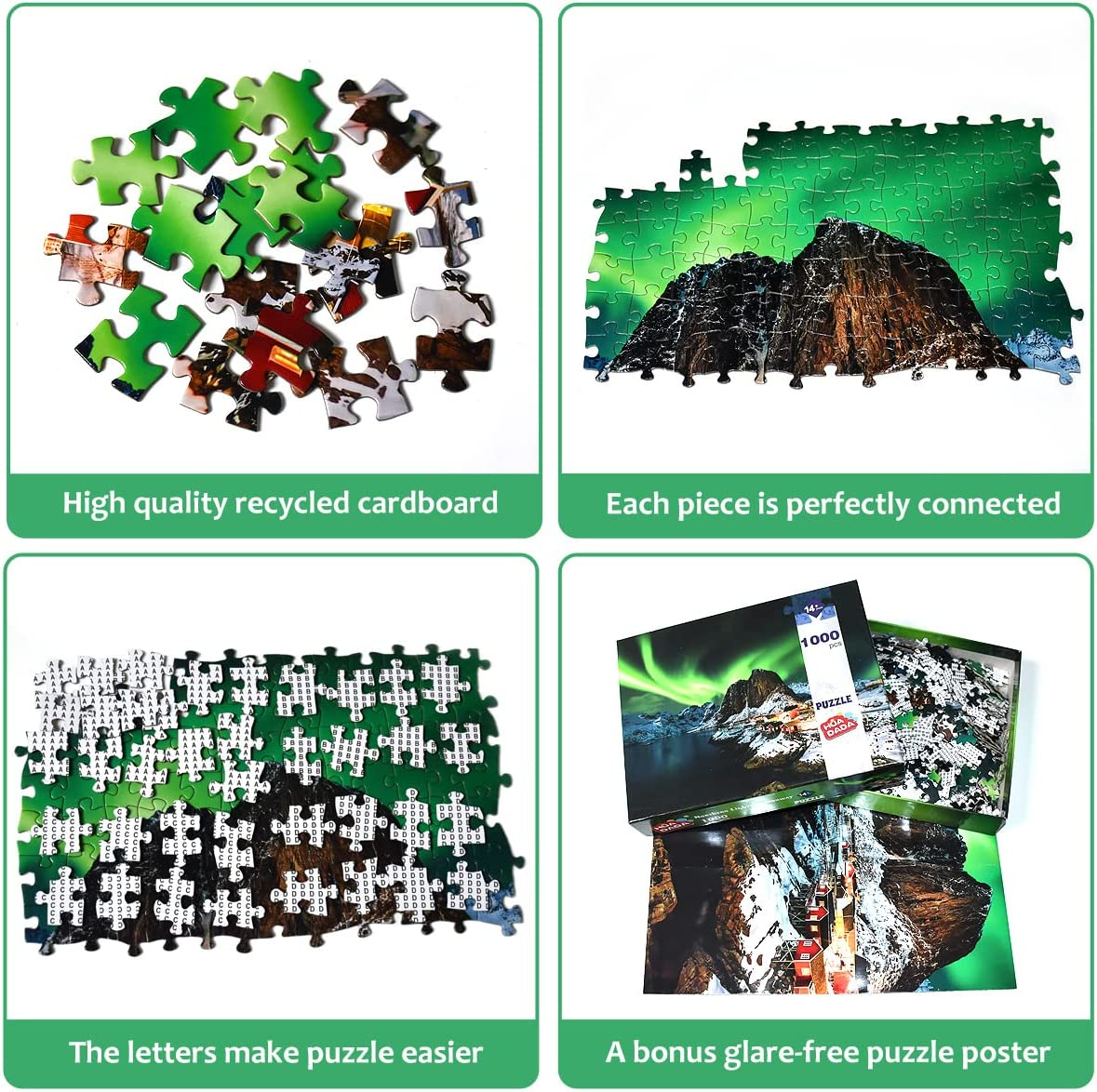HUADADA Jigsaw Puzzles for Adults 1000 Pieces, Puzzles for Adults 1000 Piece, Challenging Game Toys, Impossible Puzzle, Family Decoration Puzzle - Northern Lights in Norway image number 2