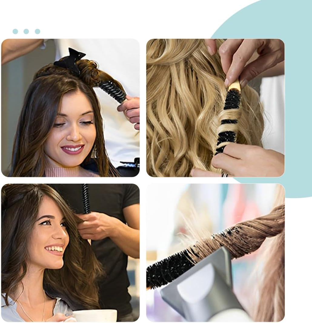 Pack of 2 round Brush for Blow Drying Professional Styling Brush Mini Hair Dryer Brush Travel Beard Brush Small Curling Brush for Thin Hair Beard Lifting Curls image number 4