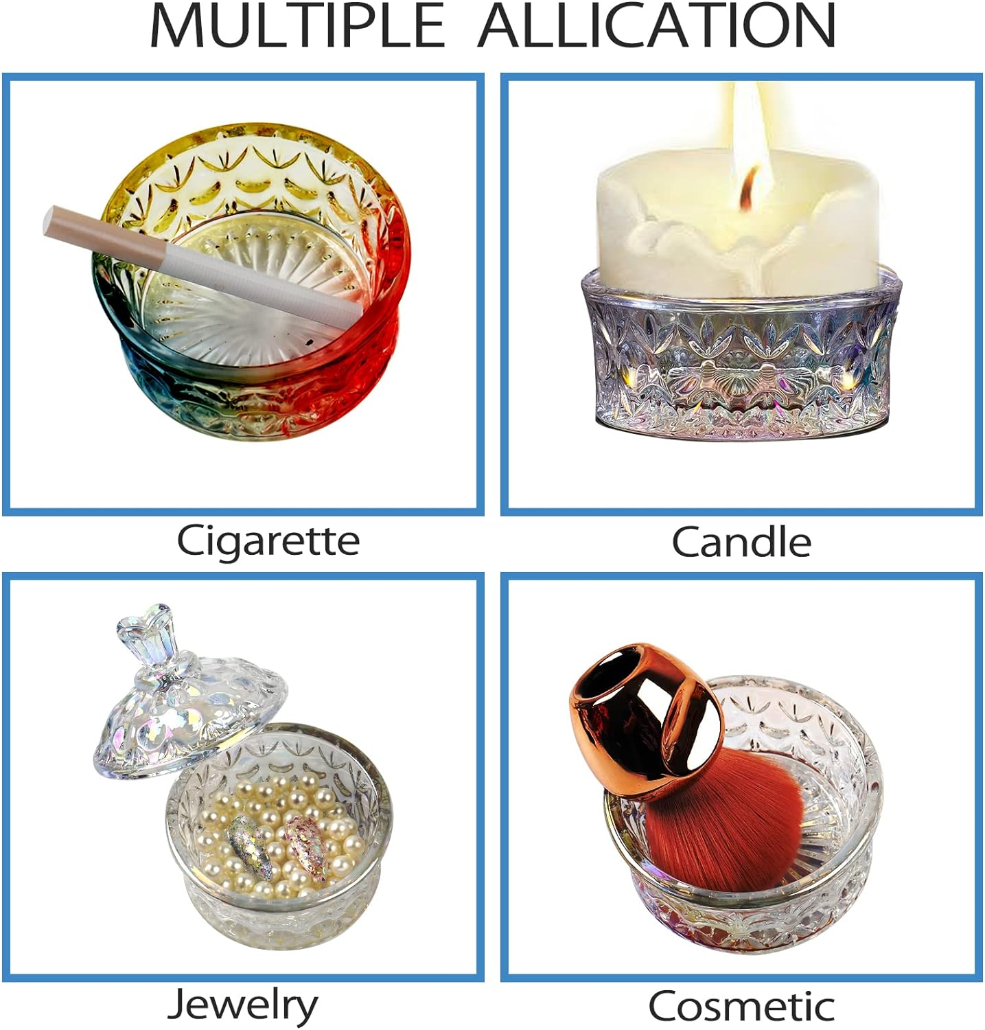 BQAN 100Ml Large Nail Dappen Dish, Dazzling Crystal Dappen Dish with Lid, Damping Dish for Nails Holding Acrylic Liquid Acrylic Powder Nail Decor, Dappen Monomer Holder Dish (Laser Color) image number 3