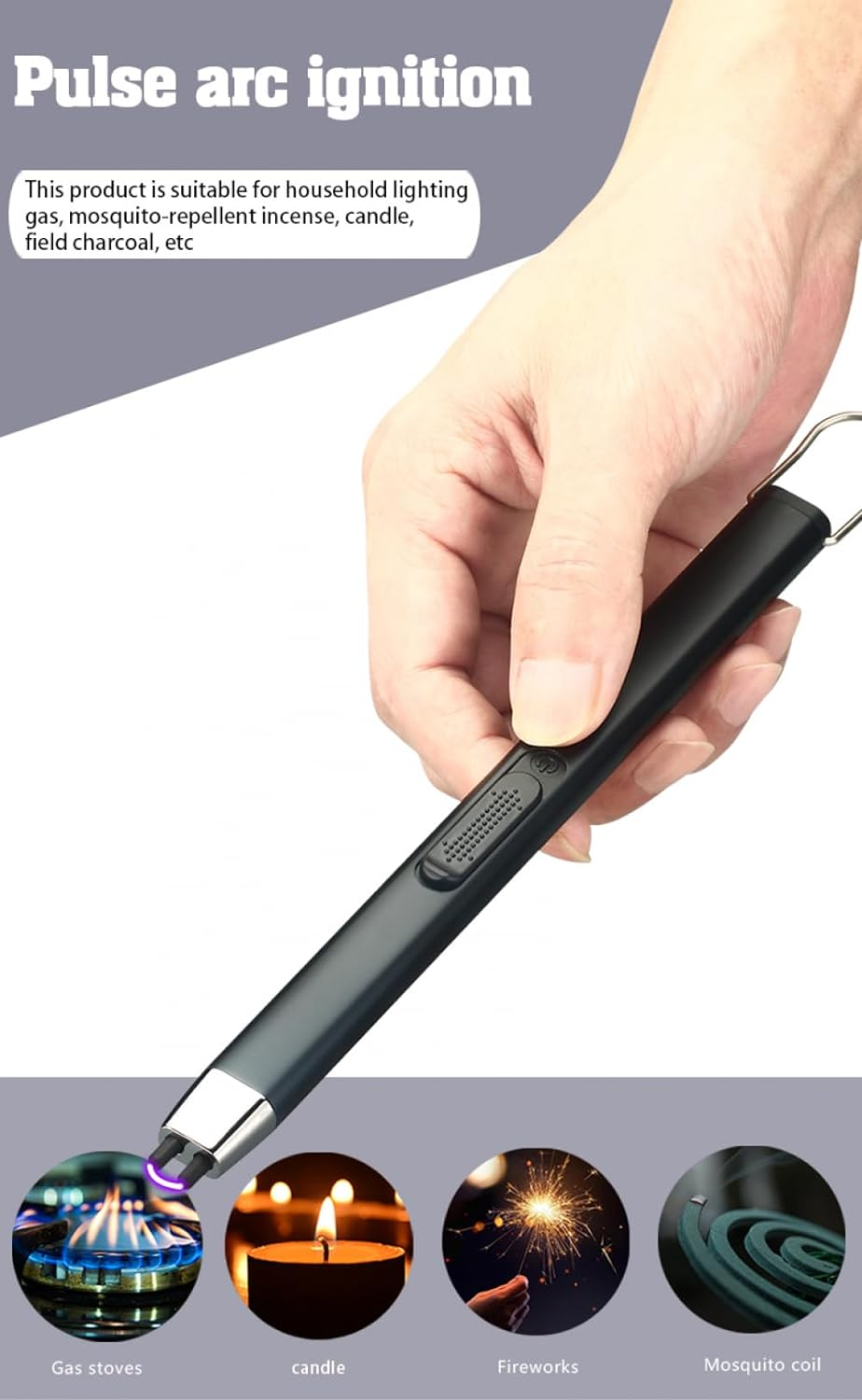 Electric Lighter, Candle Lighters, Rechargeable Type-C USB Plasma Arc Windproof Lighters with Safe Button for Grill BBQ Fireplace Camping Stove Kitchen Firework Birthday Christmas (Rosegold)