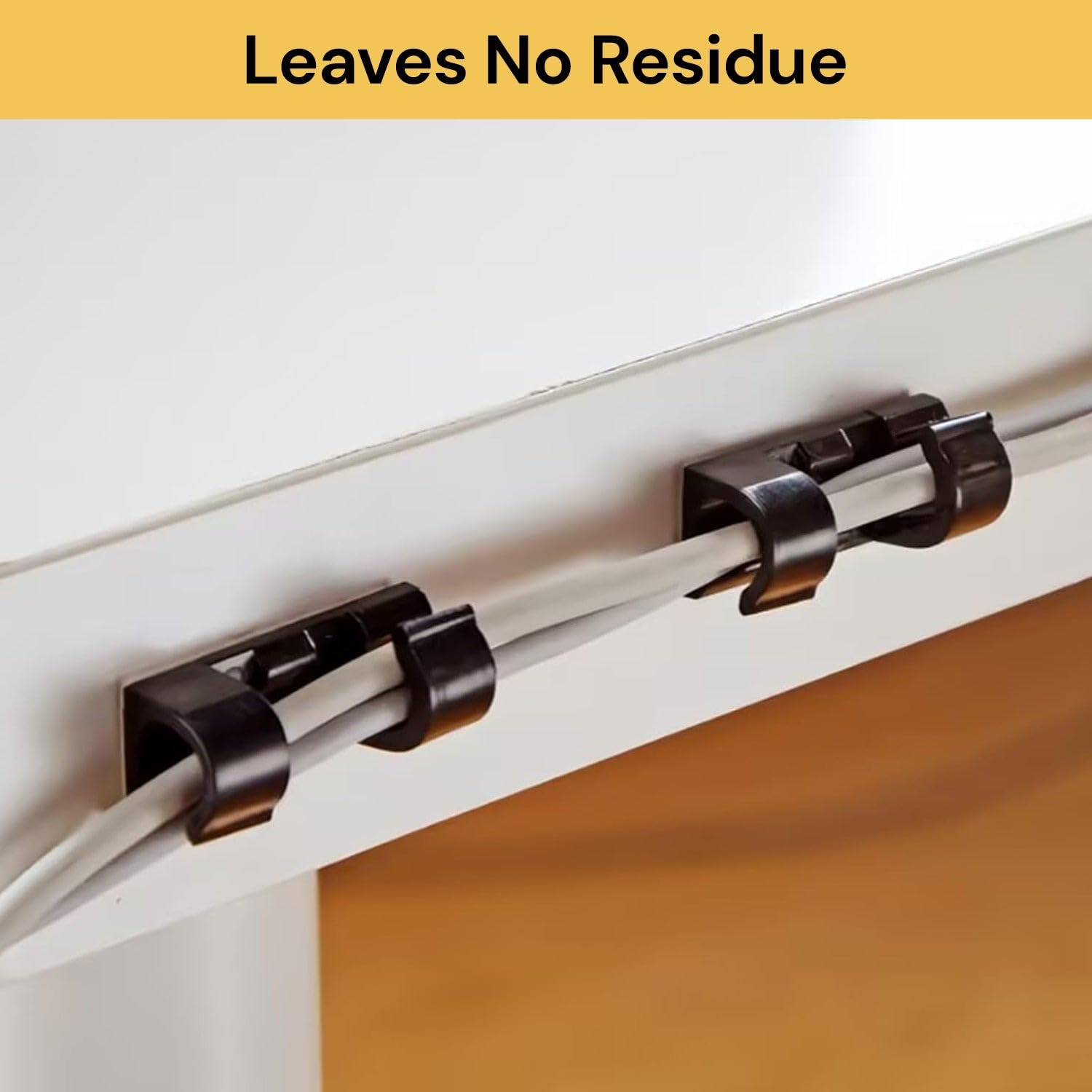 EZONEDEAL Black Cable Clips Cord Management System, for Organizing Cable Cords Home and Office, Self Adhesive Cord Holders Desk Cable Organizer (40 PCS) - 60 Pcs image number 6