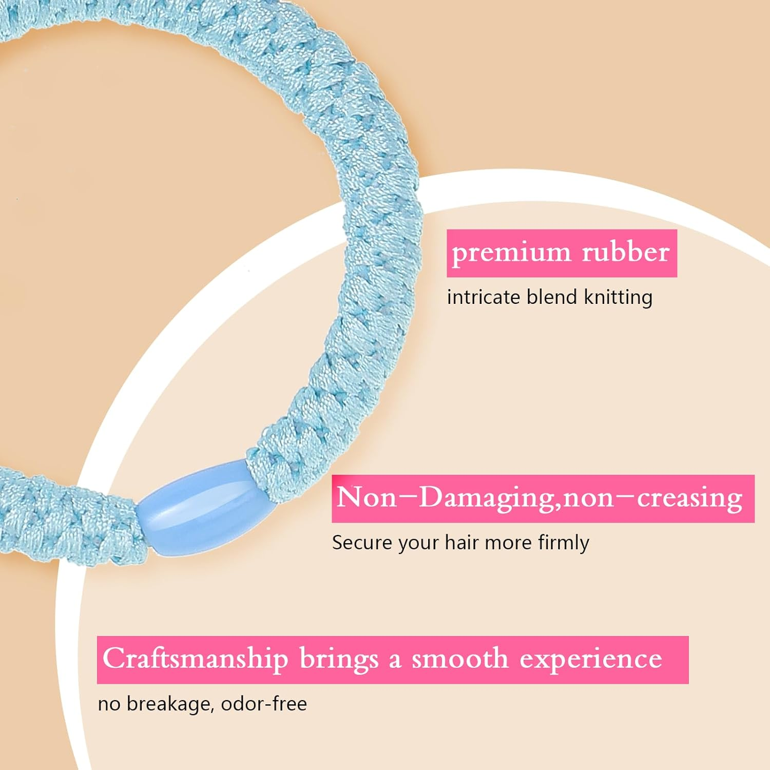 Pack of 10 Original Hair Bobbles for Girls, Soft and Tear-Resistant, Can Be Used as a Bracelet, Desirable for Braids, Ponytail, Sports and Everyday Use image number 1