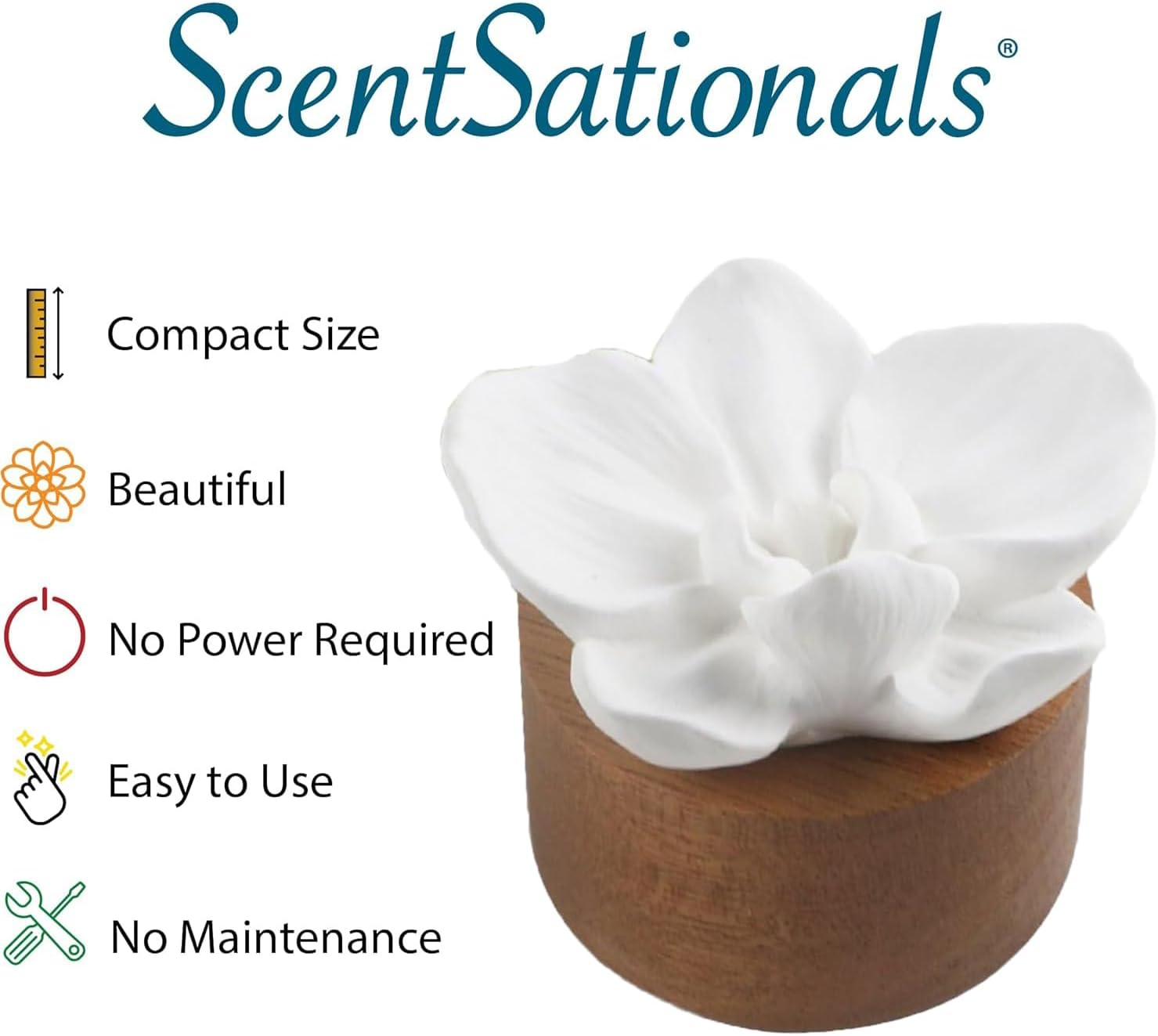 1PCS Essential Oil Passive Flower Diffuser, Ceramic Aroma Diffuser with Phalaenopsis Design, Mini Home Office Essential Oil Warmer, Fragrance Diffuser for Room, Desk, Bedroom image number 2