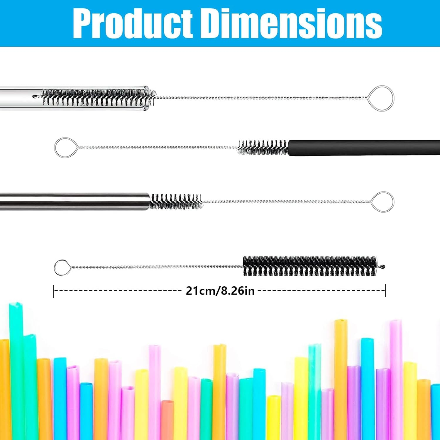 Nylon Bottle Brush, 10 Pcs Pipe Cleaner Brush, Straw Brushes for Sippy Cup, Tumbler, Water Bottle, Drinking Straw, Teapot Nozzle (Black) image number 6